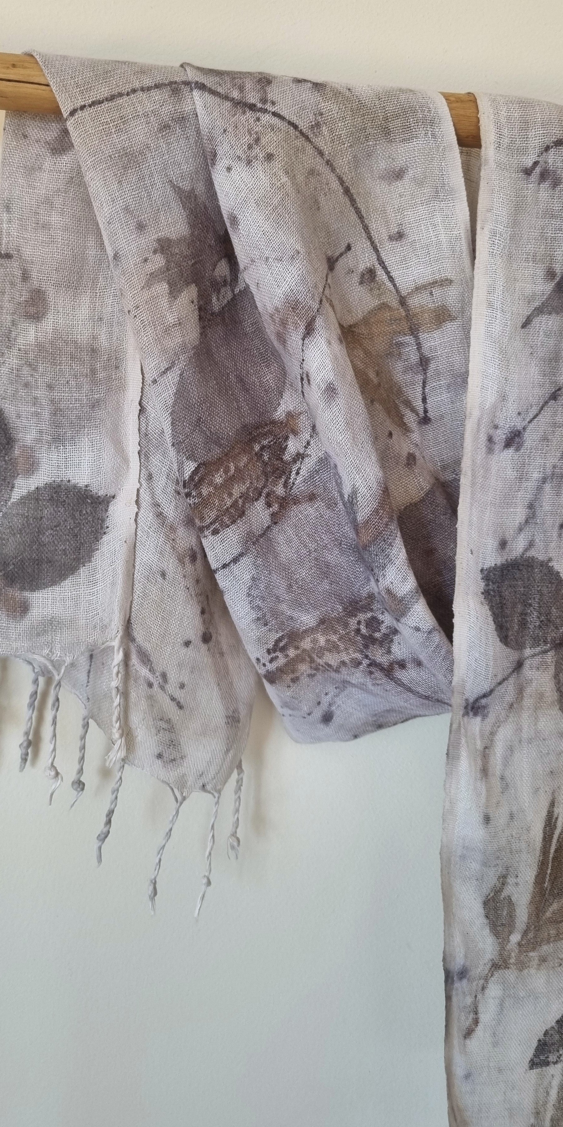 The Ingrid - Pure Handloomed Linen Ecoprint Scarf