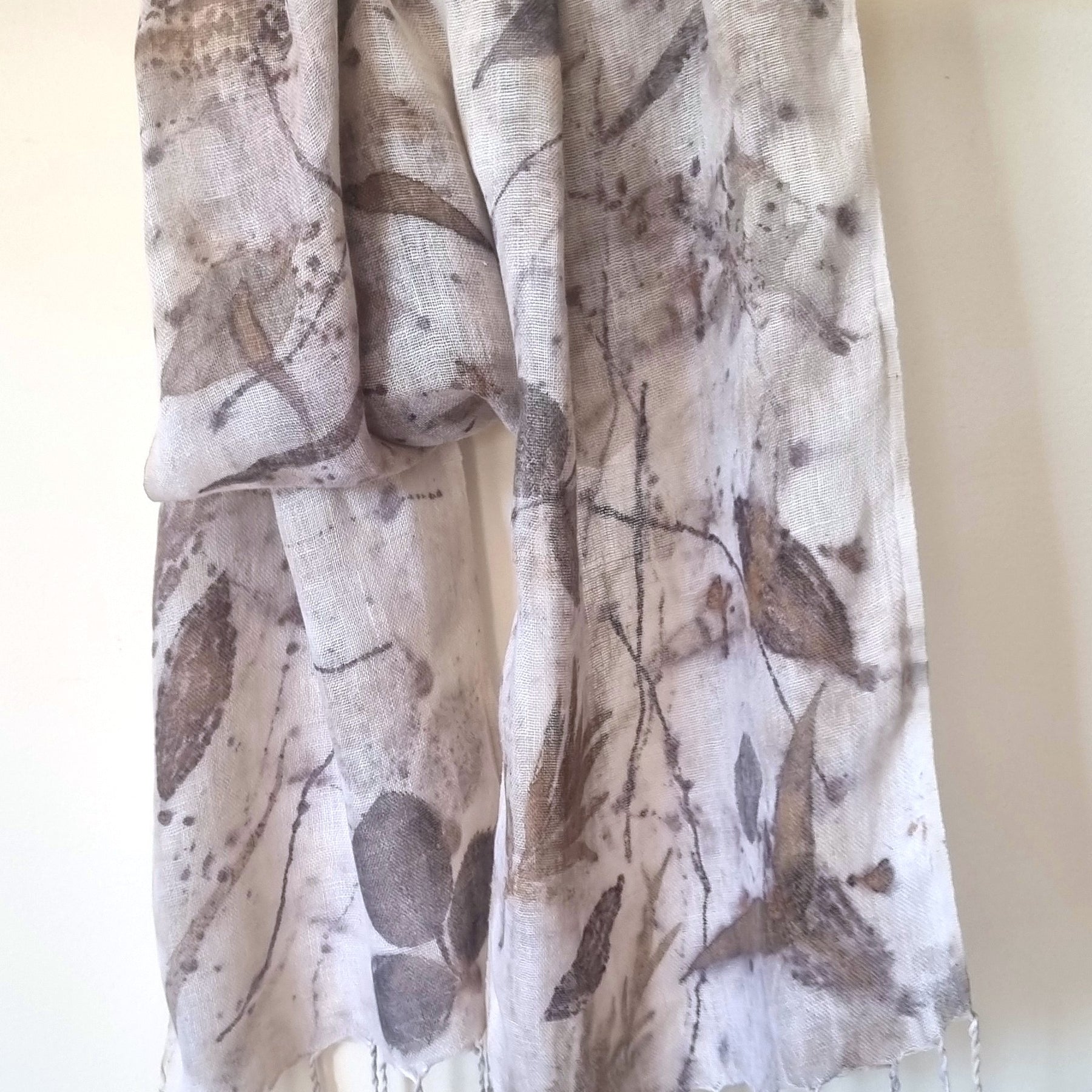 The Ingrid - Pure Handloomed Linen Ecoprint Scarf