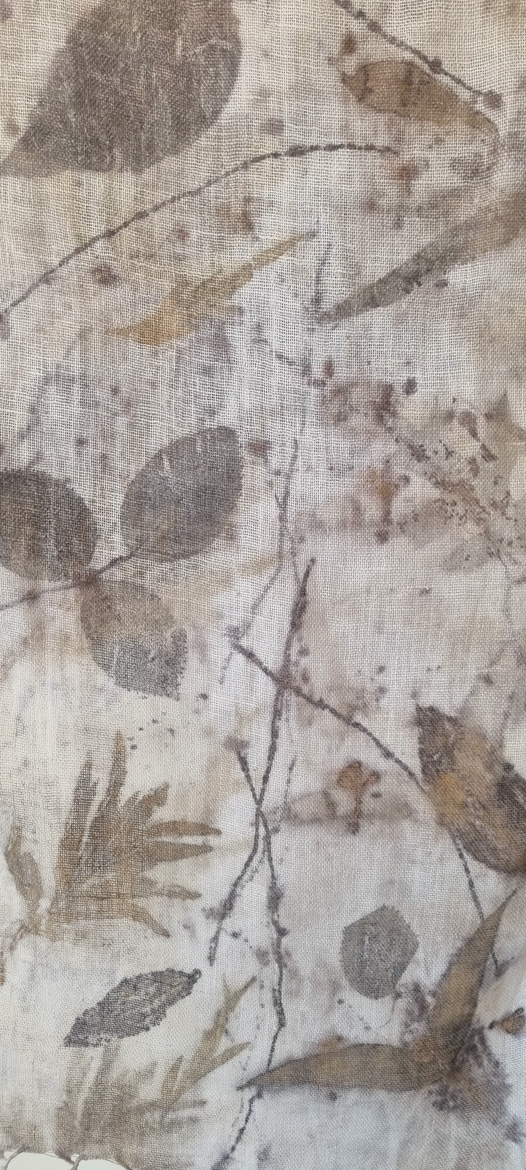 The Ingrid - Pure Handloomed Linen Ecoprint Scarf