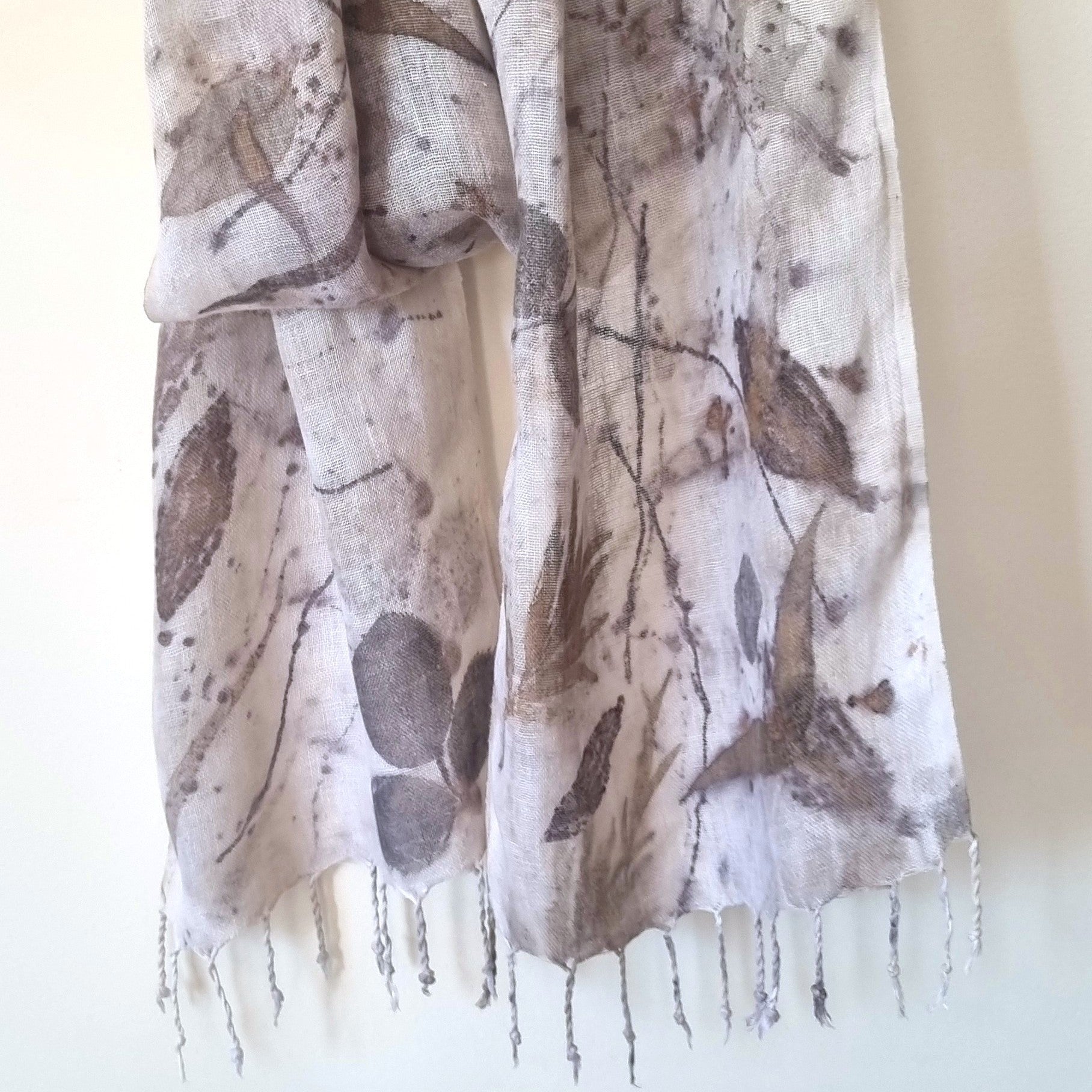 The Ingrid - Pure Handloomed Linen Ecoprint Scarf