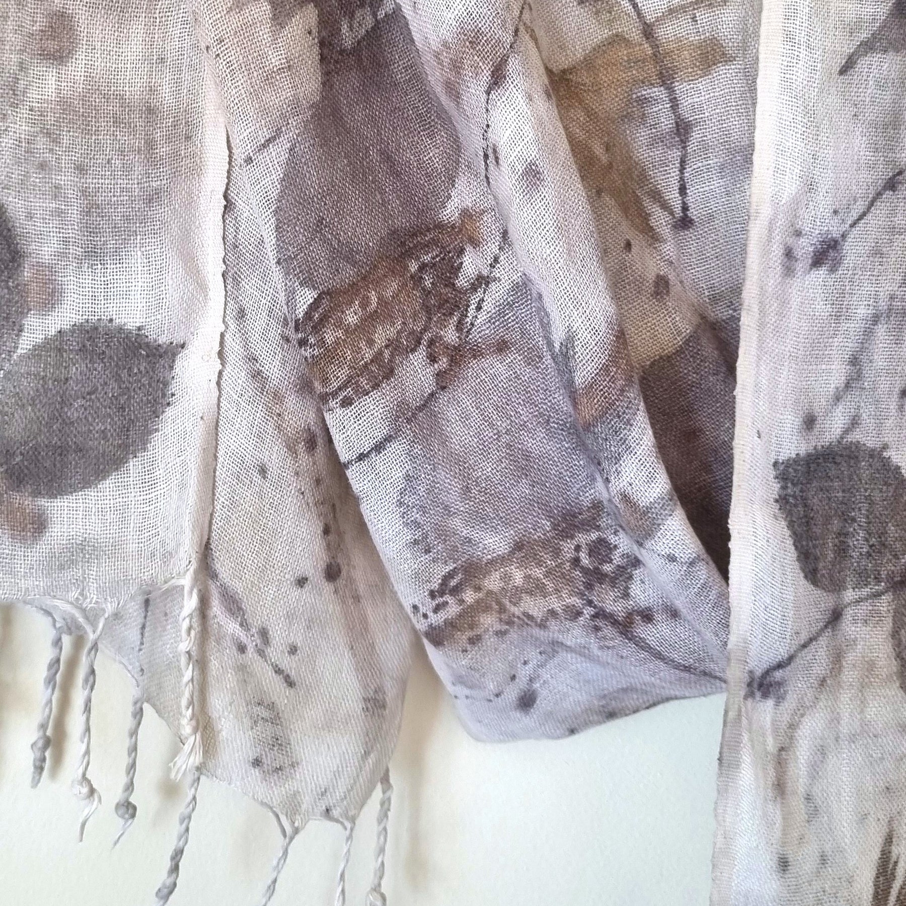The Ingrid - Pure Handloomed Linen Ecoprint Scarf