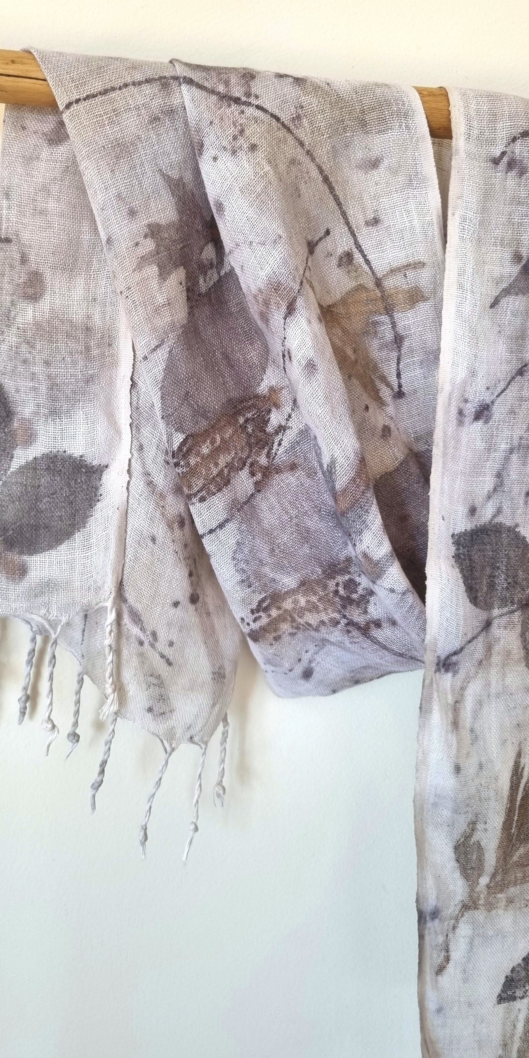 The Ingrid - Pure Handloomed Linen Ecoprint Scarf