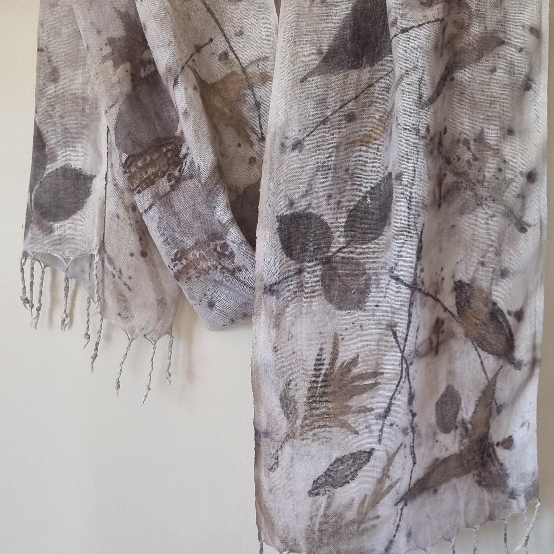 The Ingrid - Pure Handloomed Linen Ecoprint Scarf