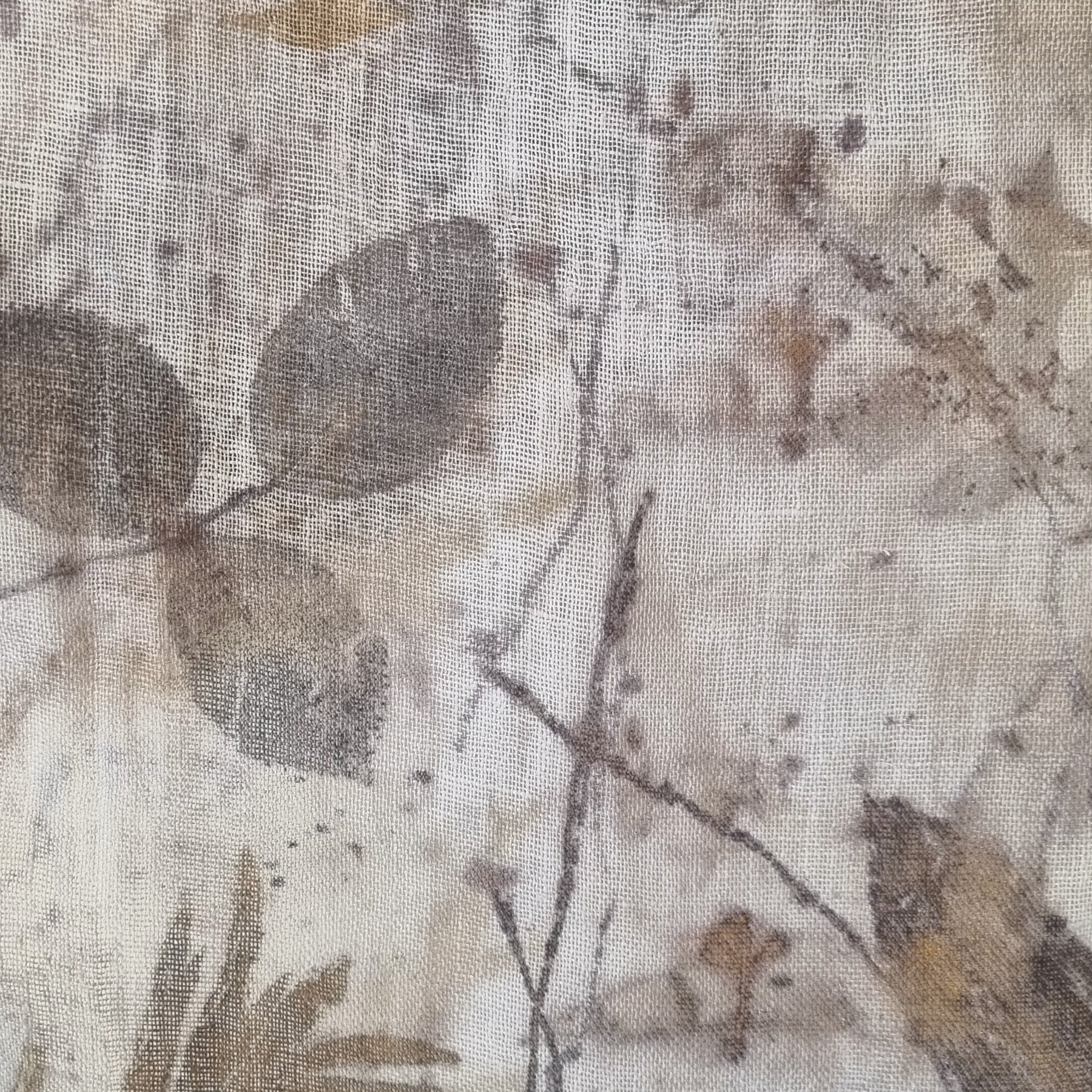 The Ingrid - Pure Handloomed Linen Ecoprint Scarf