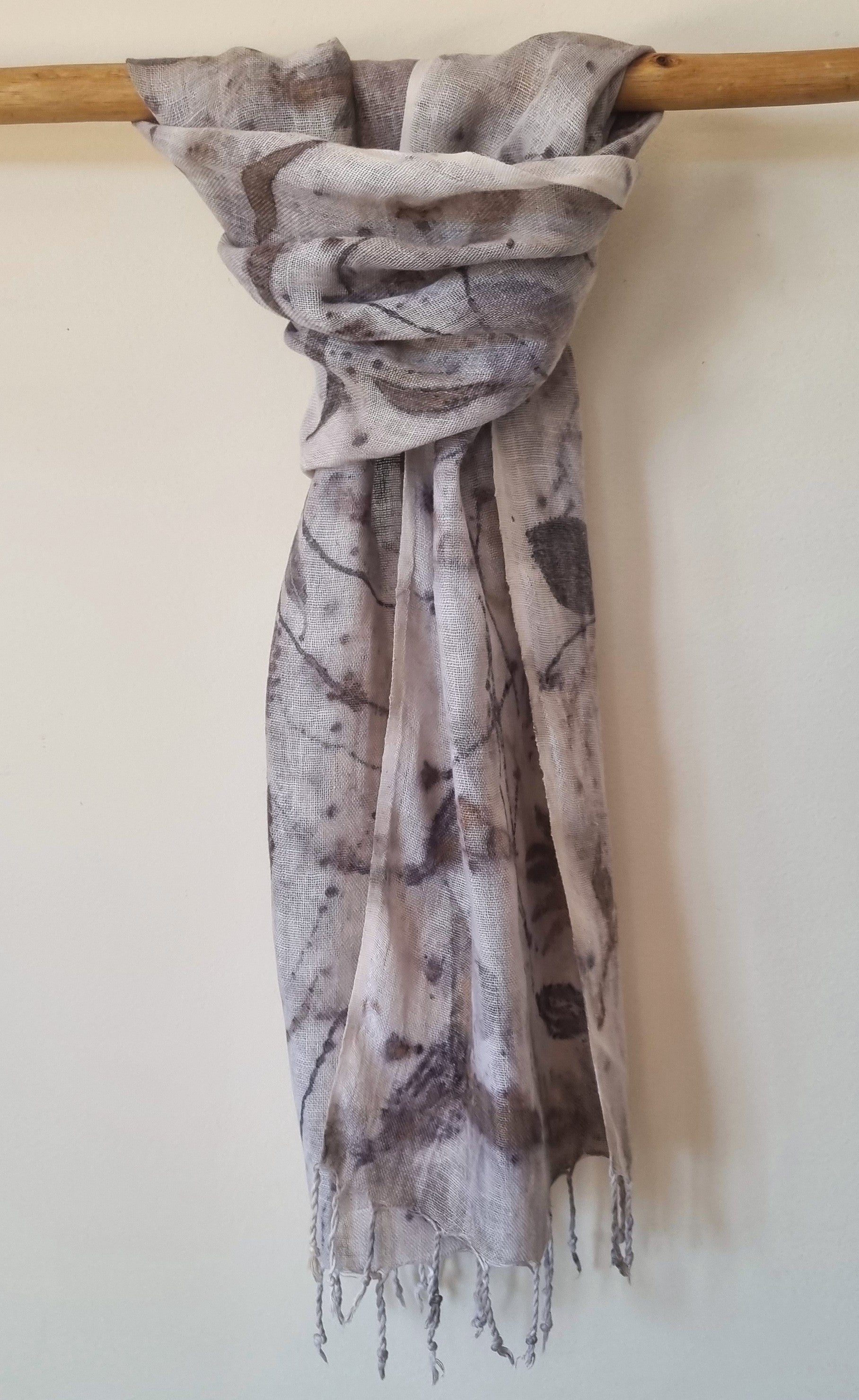 The Ingrid - Pure Handloomed Linen Ecoprint Scarf