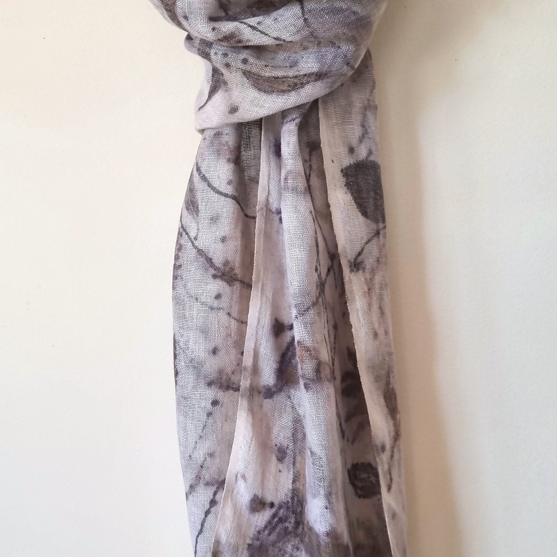 The Ingrid - Pure Handloomed Linen Ecoprint Scarf