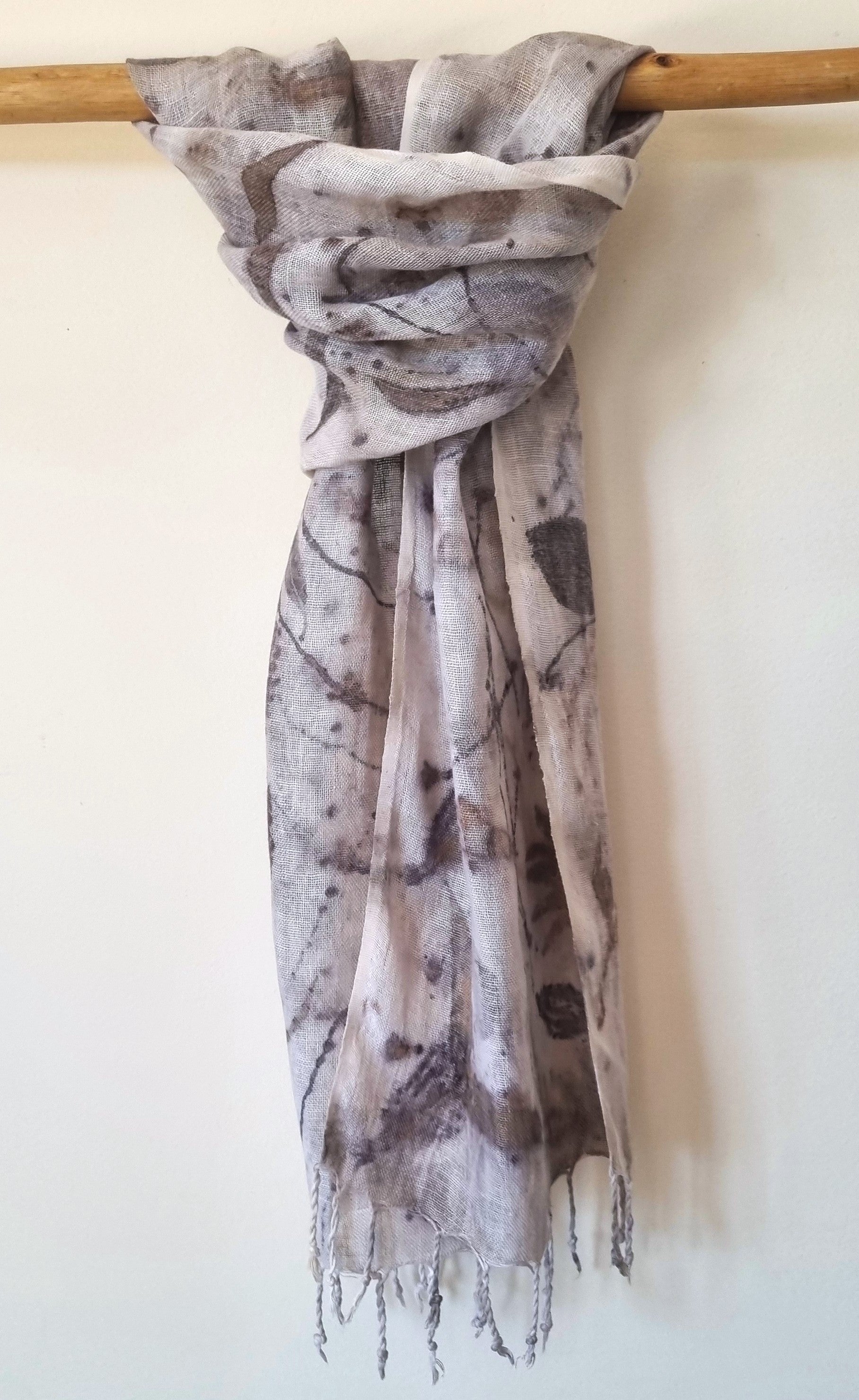 The Ingrid - Pure Handloomed Linen Ecoprint Scarf