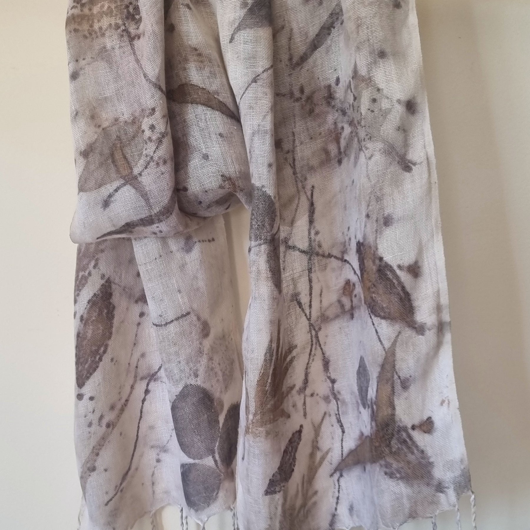 The Ingrid - Pure Handloomed Linen Ecoprint Scarf