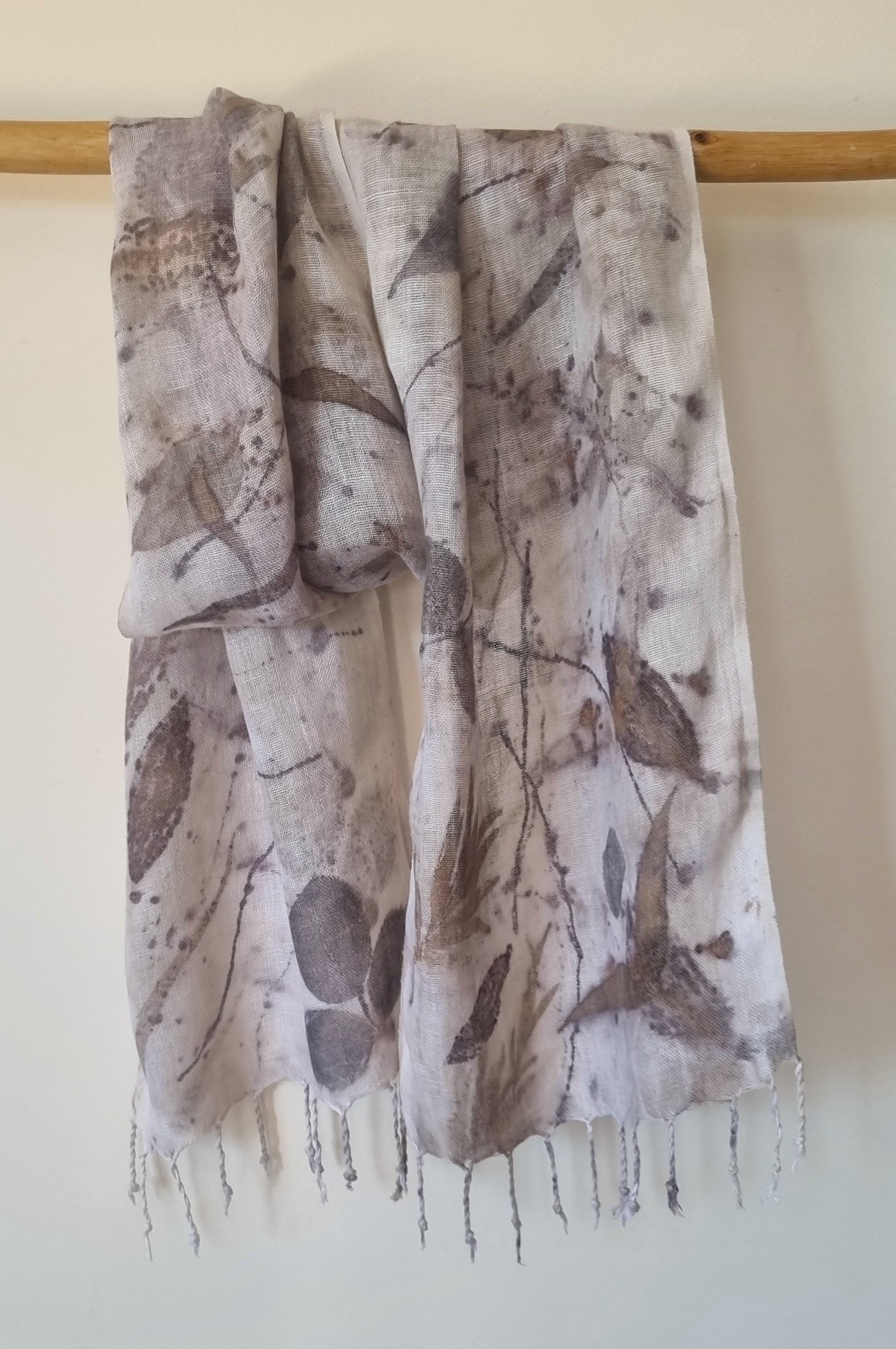 The Ingrid - Pure Handloomed Linen Ecoprint Scarf