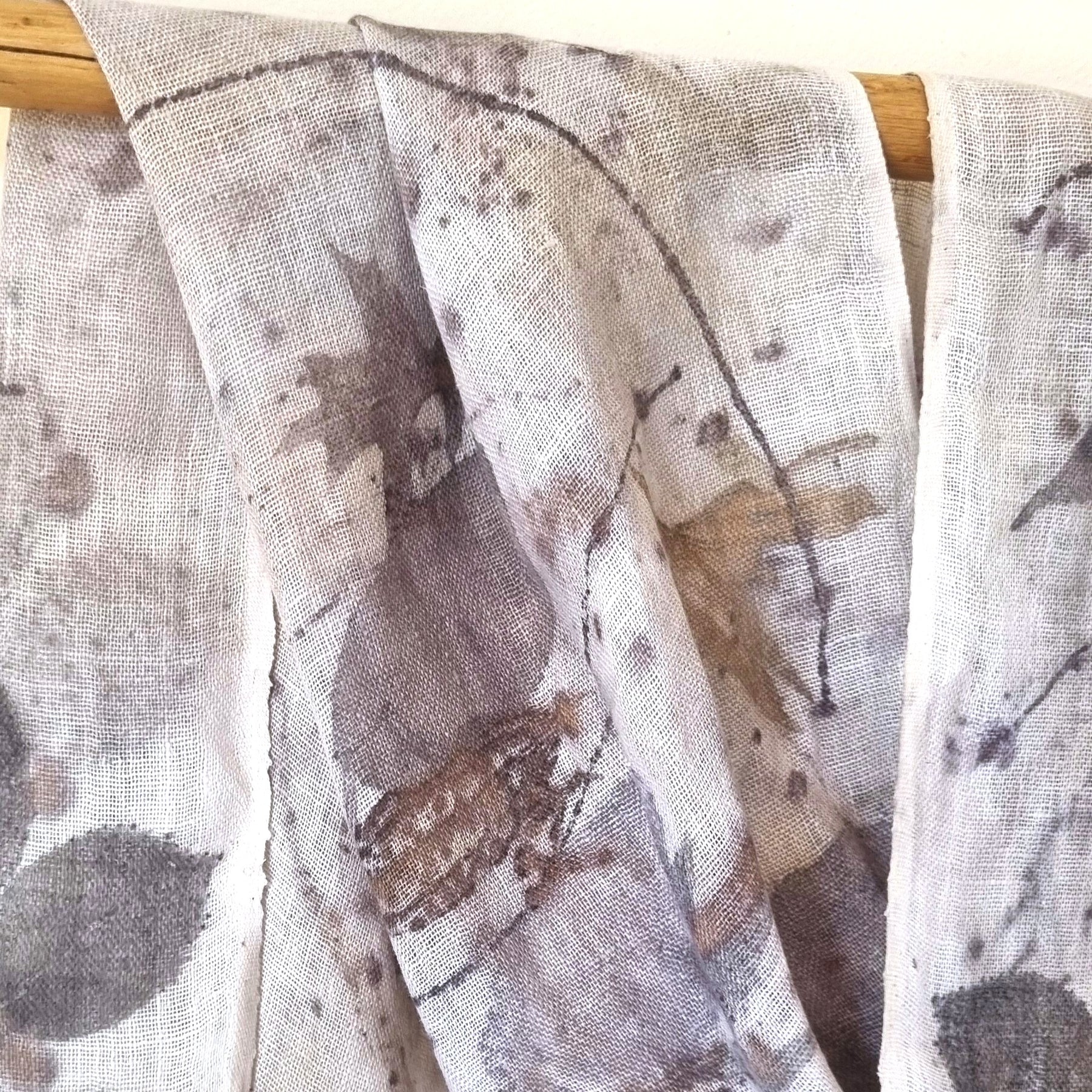 The Ingrid - Pure Handloomed Linen Ecoprint Scarf