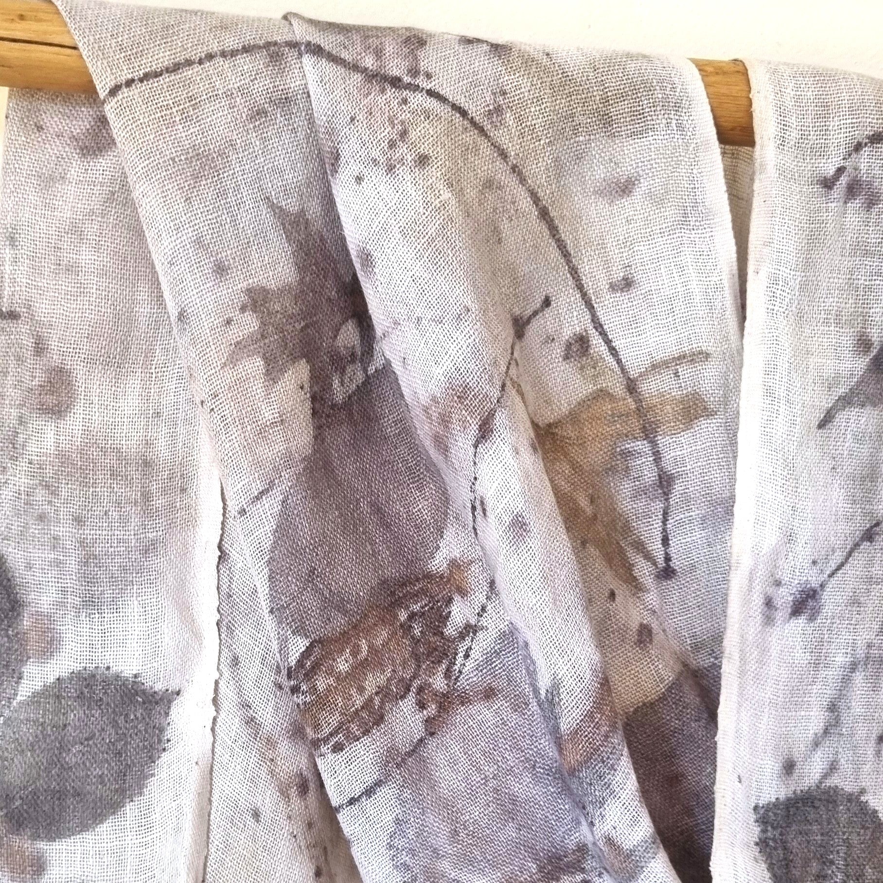 The Ingrid - Pure Handloomed Linen Ecoprint Scarf