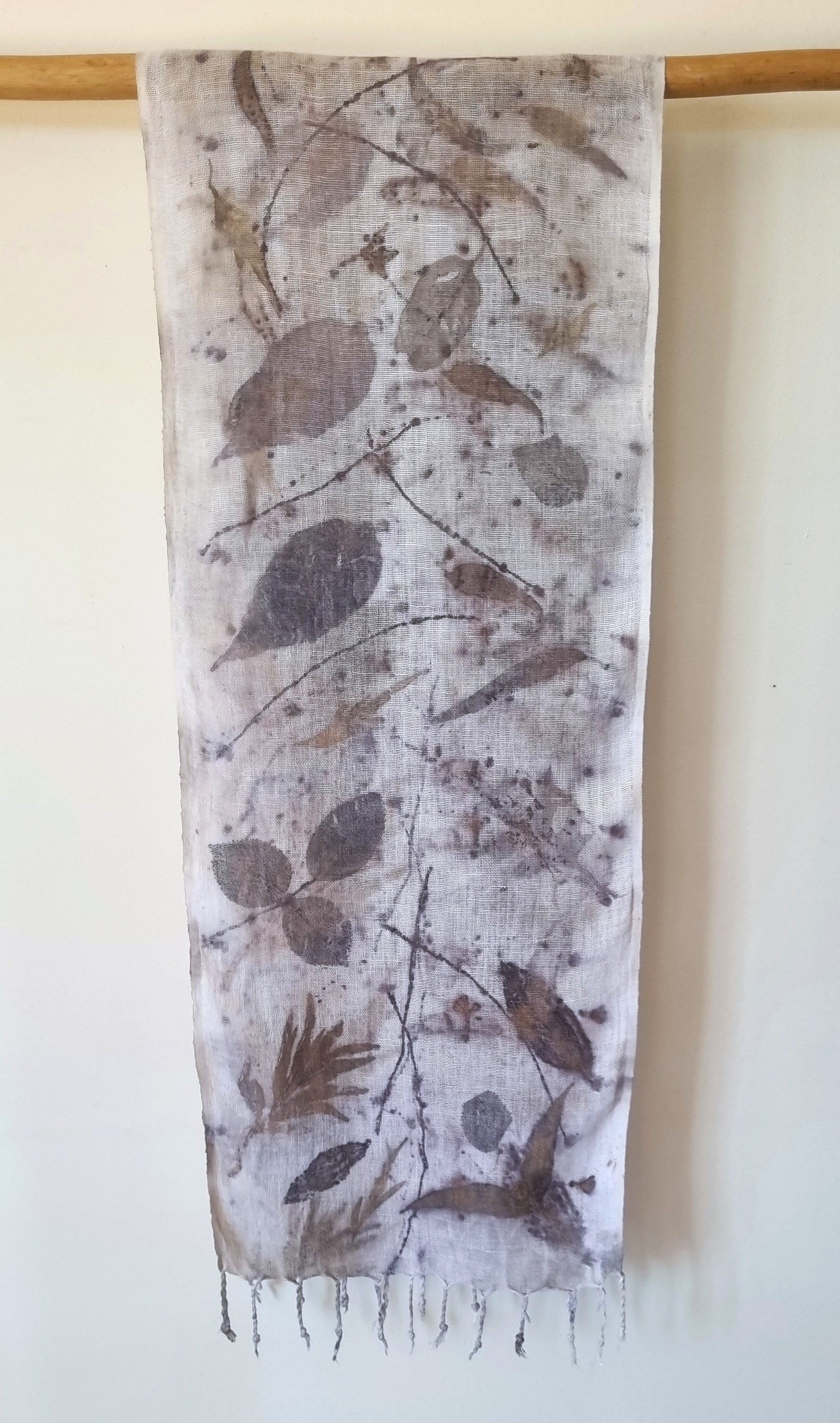 The Ingrid - Pure Handloomed Linen Ecoprint Scarf