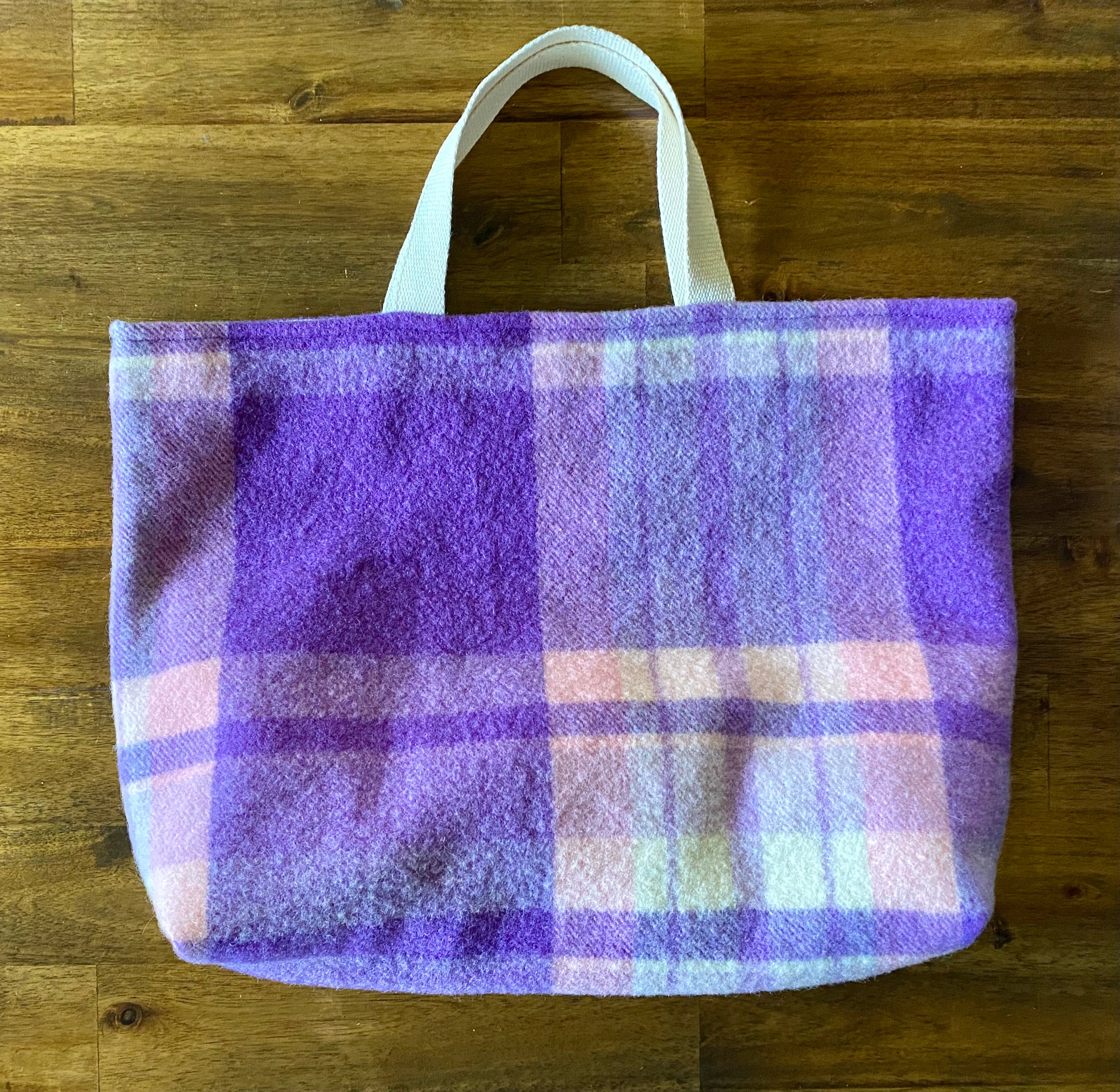 Upcycled Woollen Blanket - Market Tote - Purple