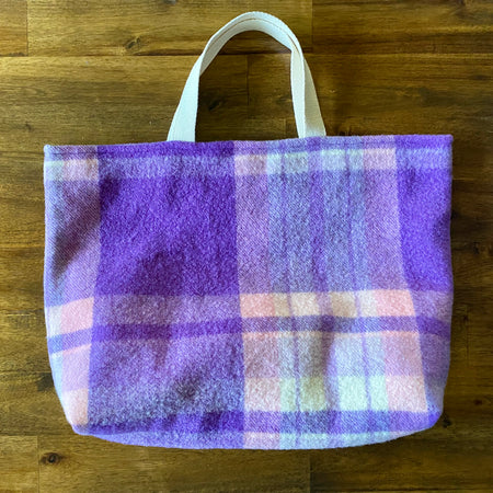 Upcycled Woollen Blanket - Market Tote - Purple