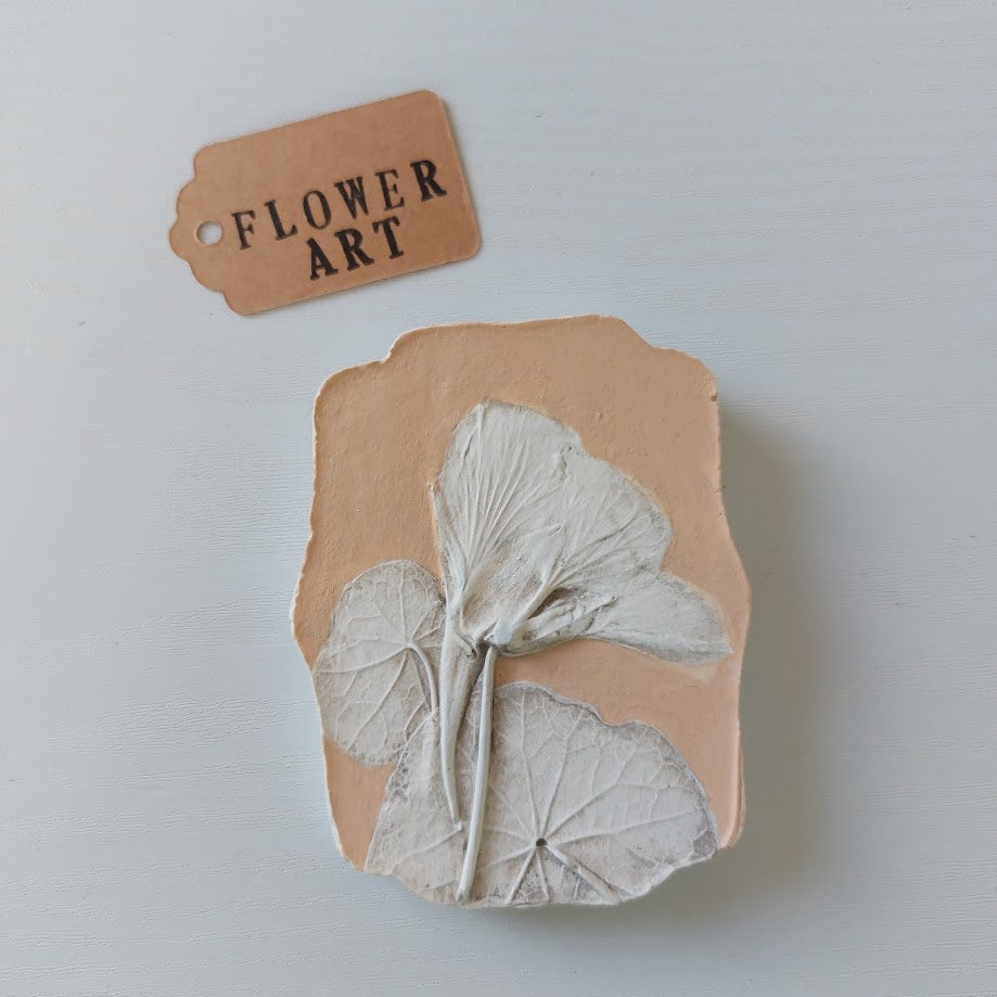 Hand-pressed botanical Wall Art | Floral Bas-Relief Plaster Plaque