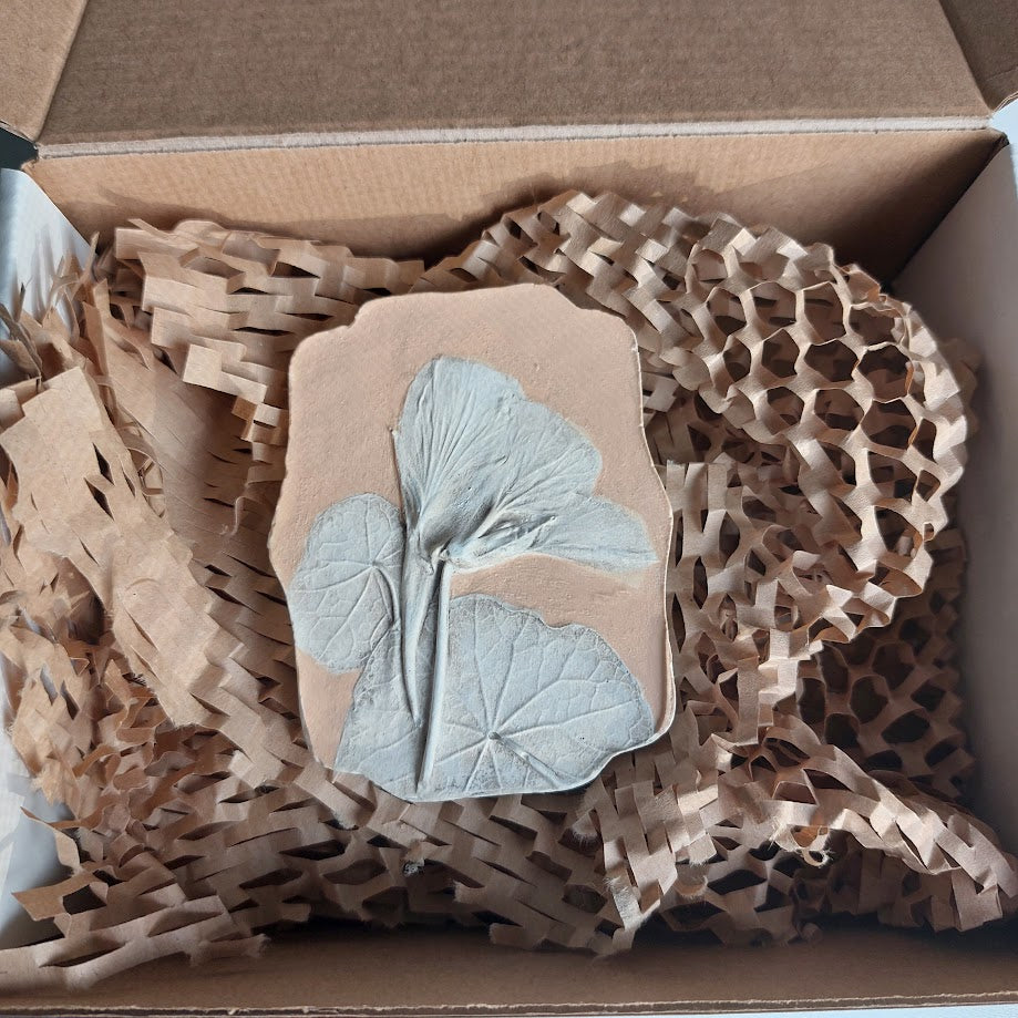 Hand-pressed botanical Wall Art | Floral Bas-Relief Plaster Plaque