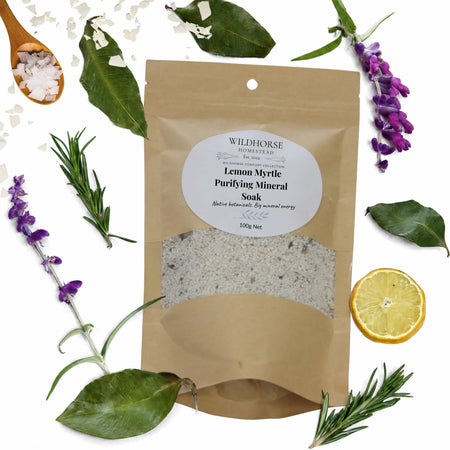 Wildhorse Homestead Lemon Myrtle Purifying Mineral Soak 100g