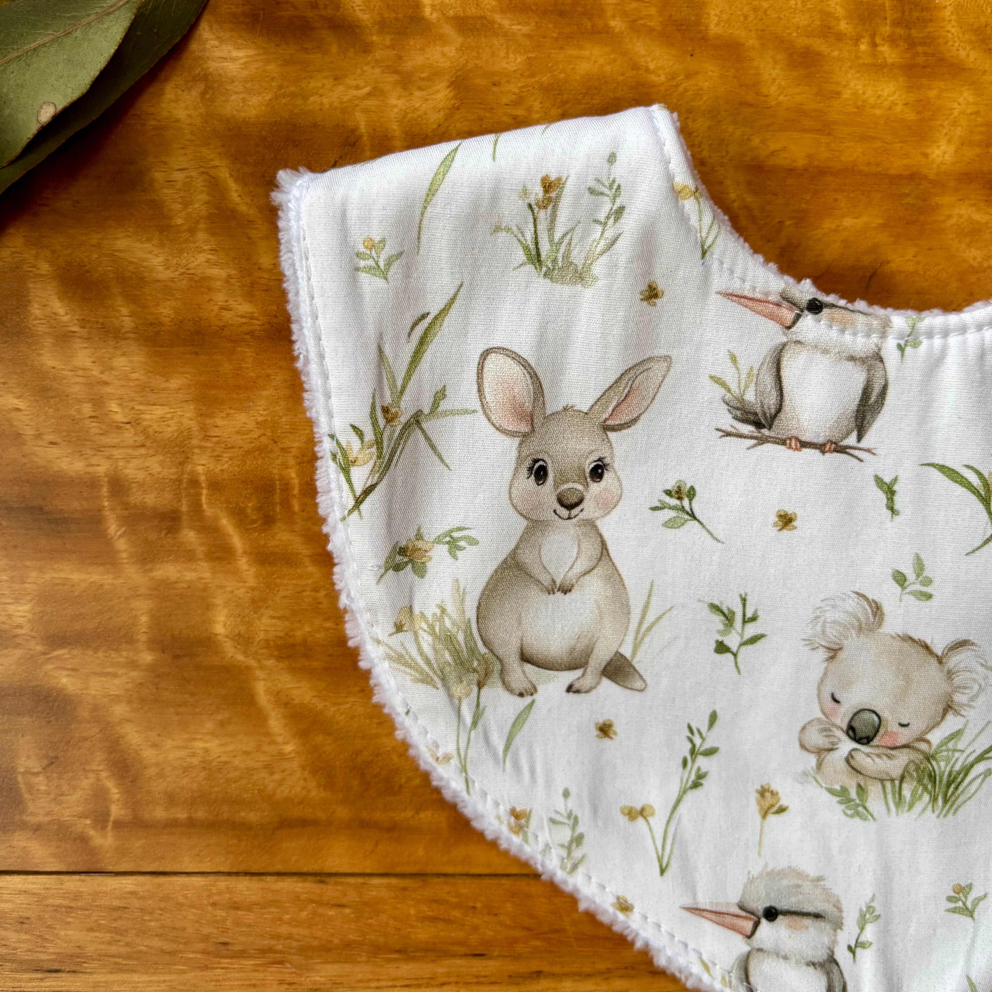 Baby Bib and Burp Cloth Set | Kangaroo Fields | Ready to Ship