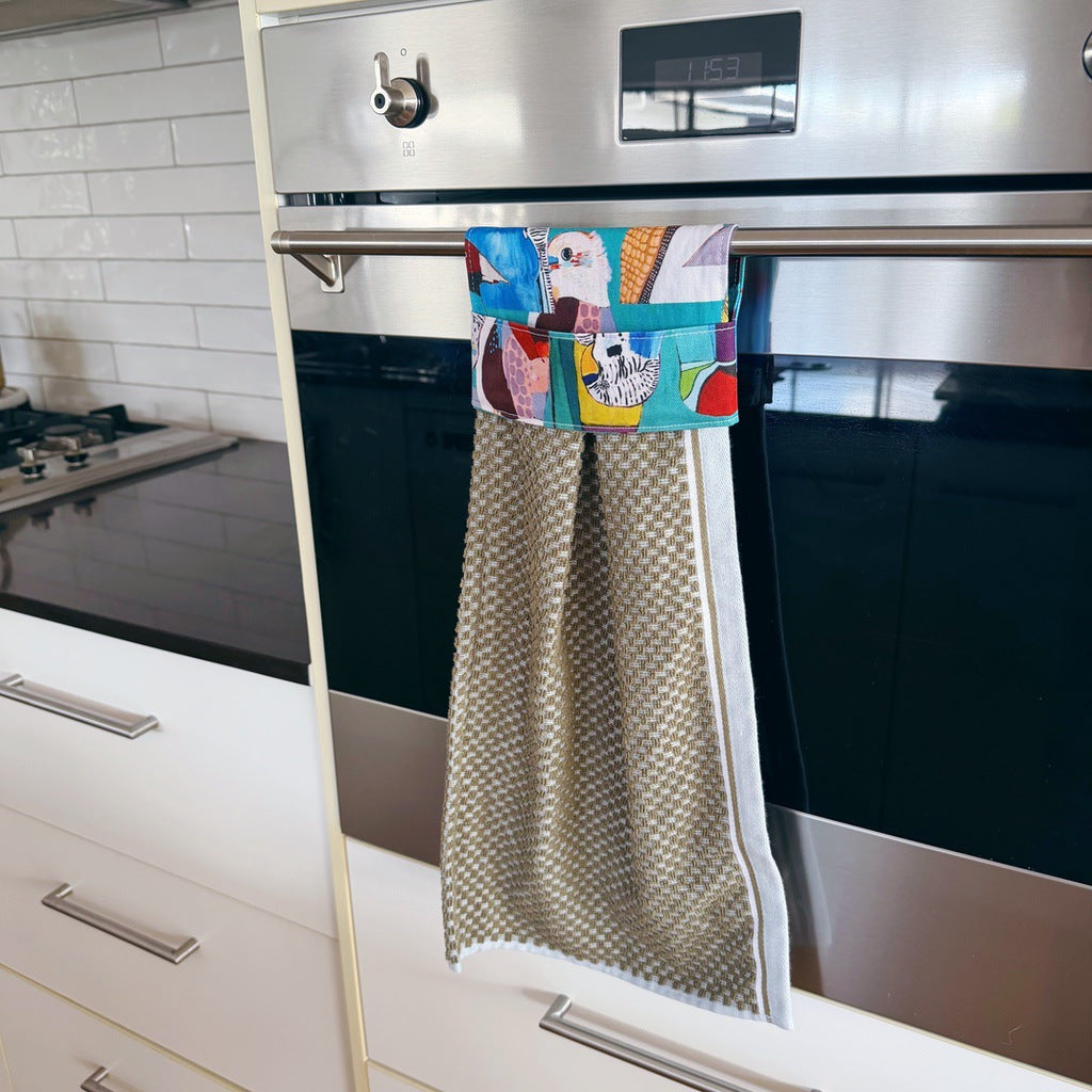 Aussie birds no button, hanging kitchen hand towel.