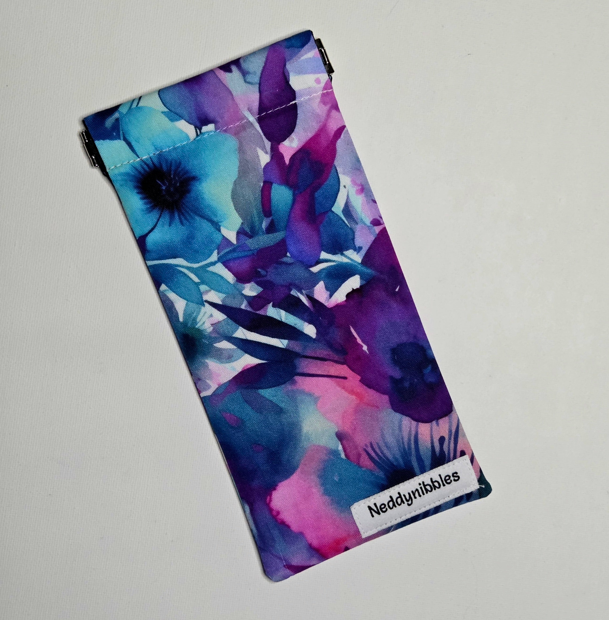 Sunglasses Pouch in pretty pink and blue floral fabric