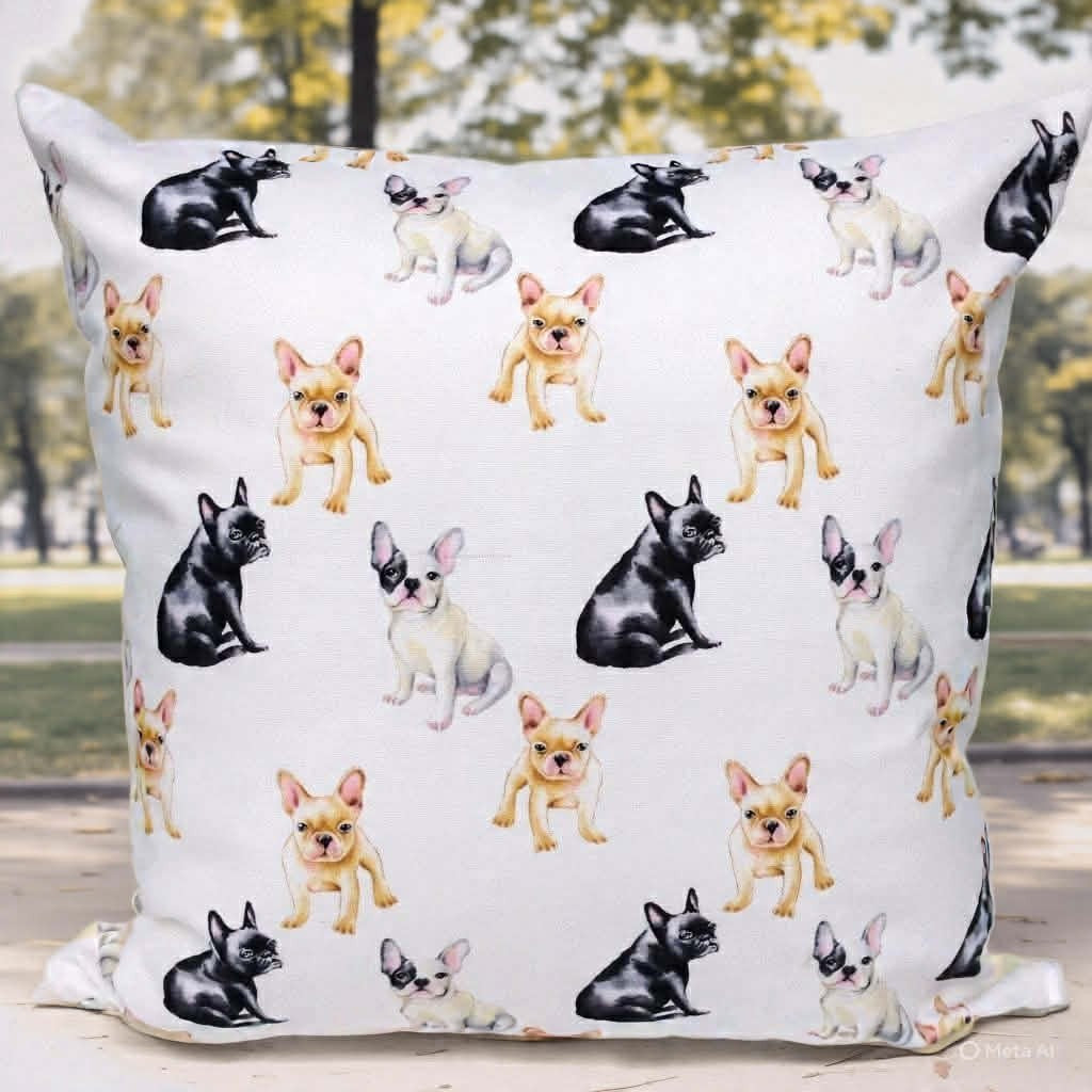Dog print cushion cover-French bulldog-children's decor