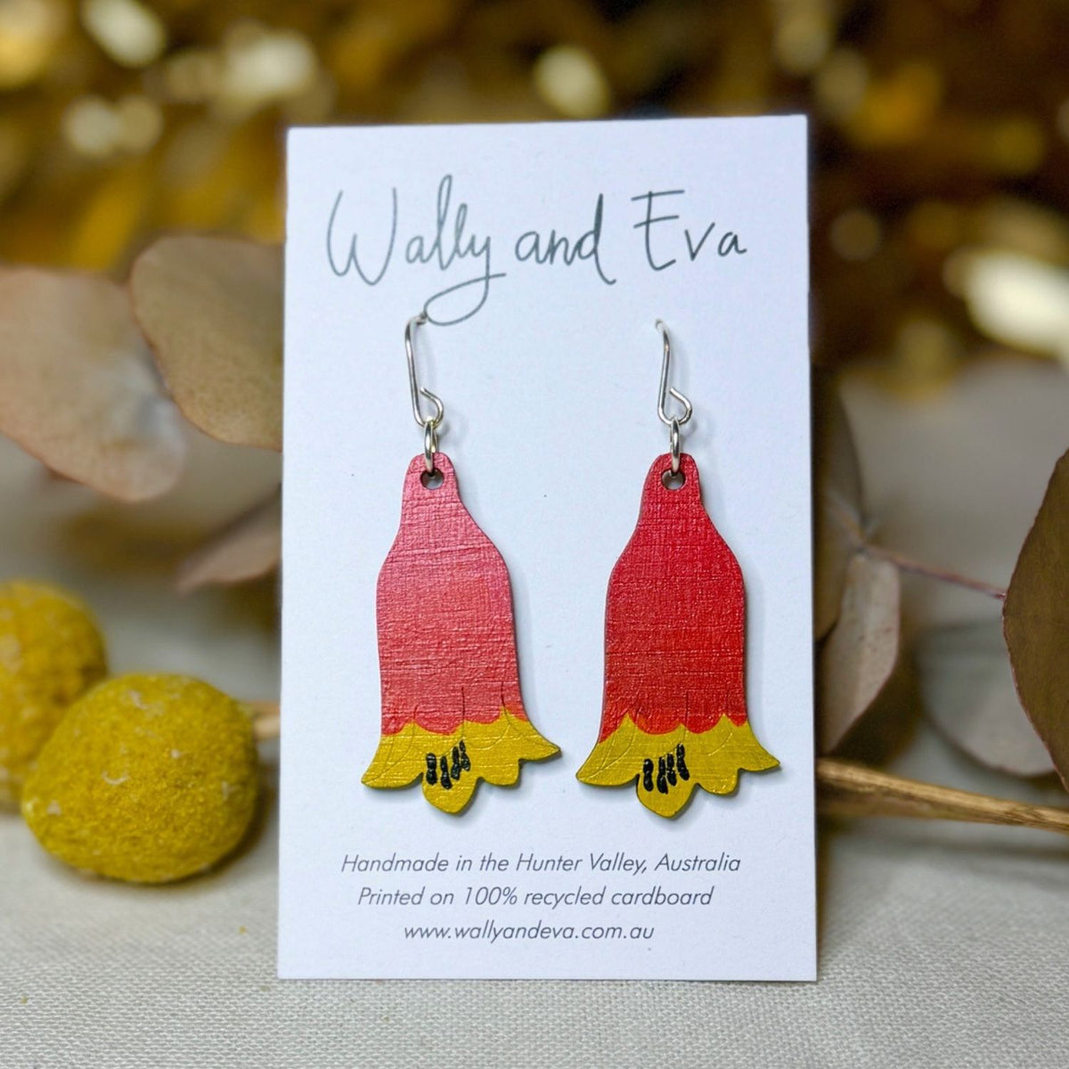 Christmas Bell Flower Hand Painted Earrings