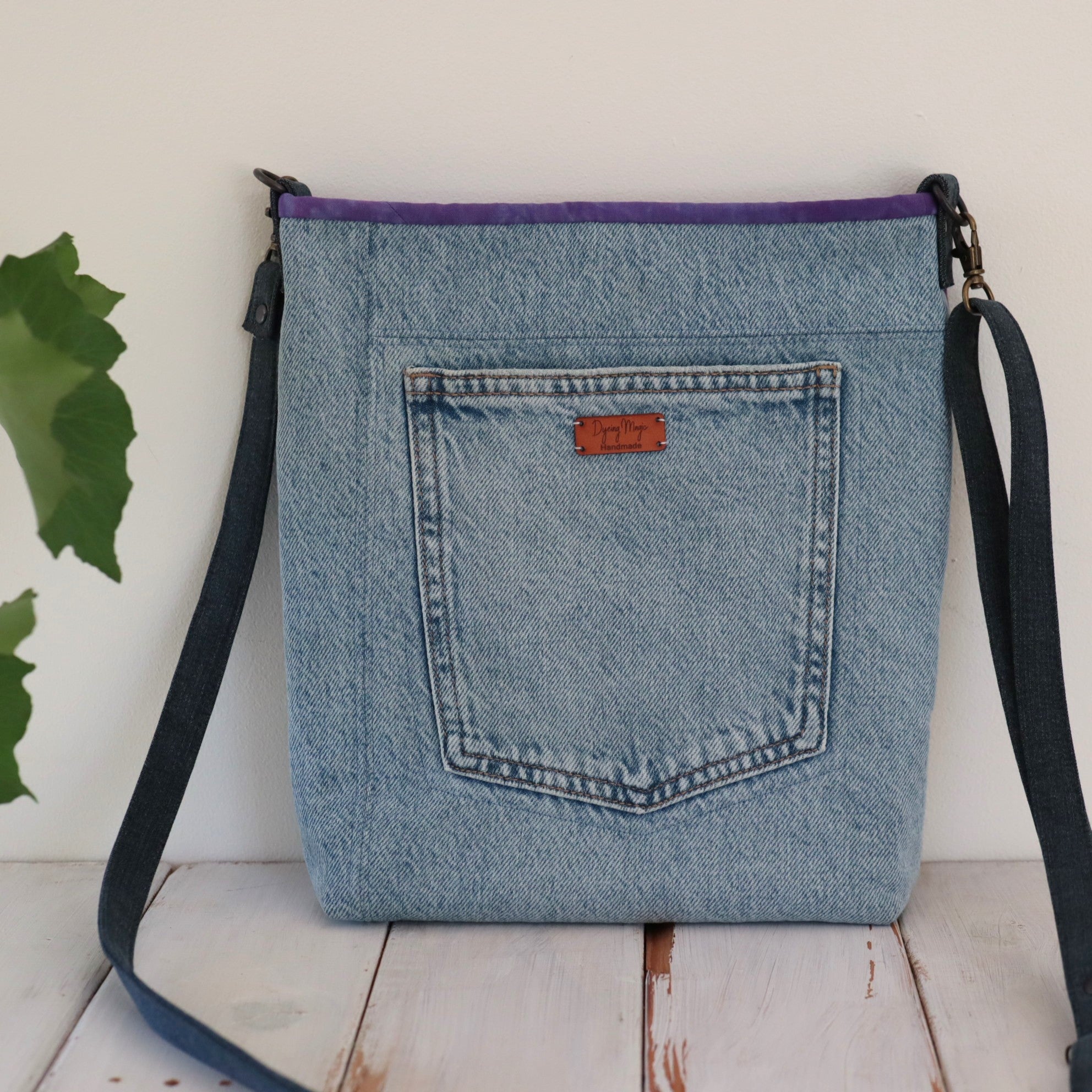 Hand Dyed and Upcycled Denim Shoulder bag, Cross Body bag