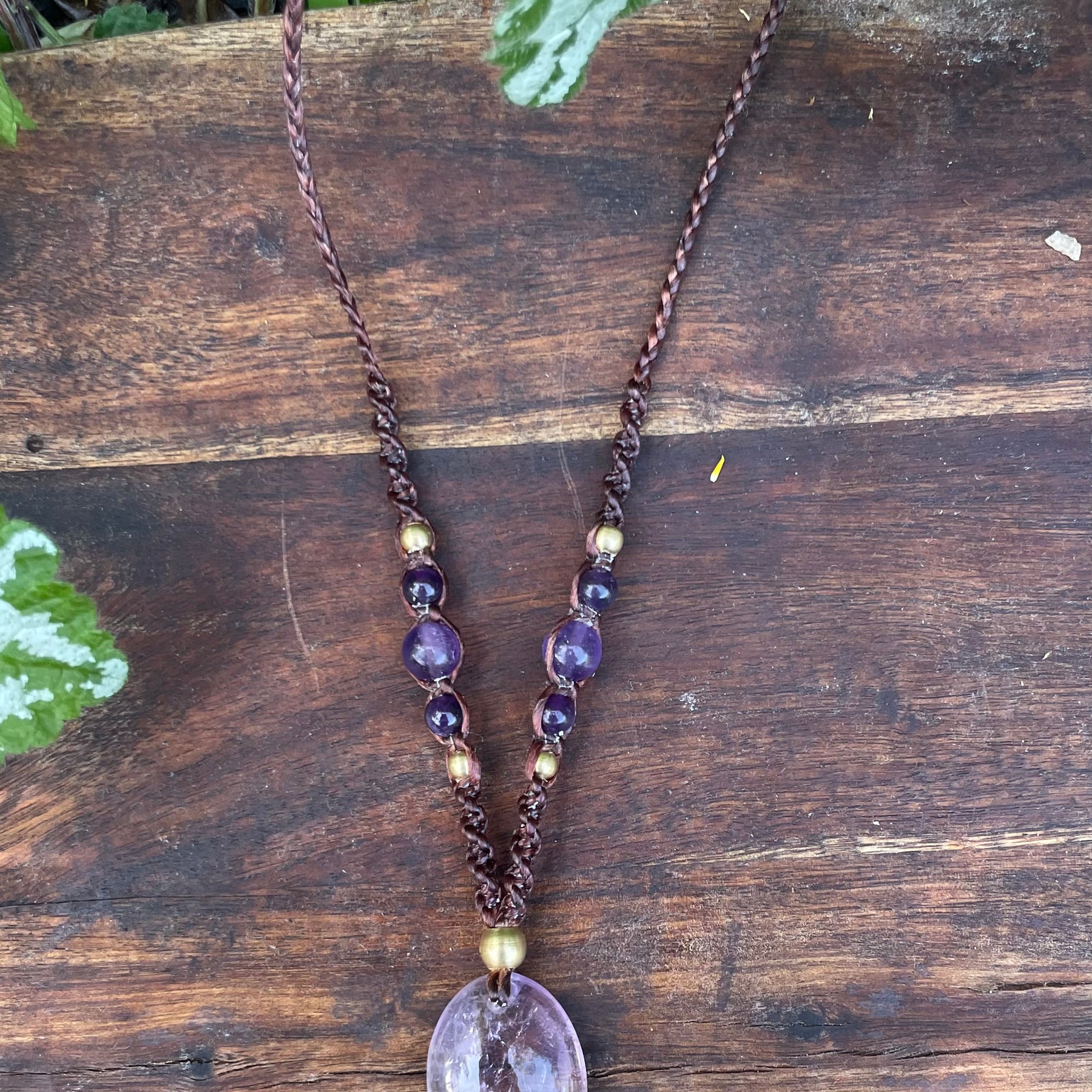 Amethyst Pendant, Macrame necklace