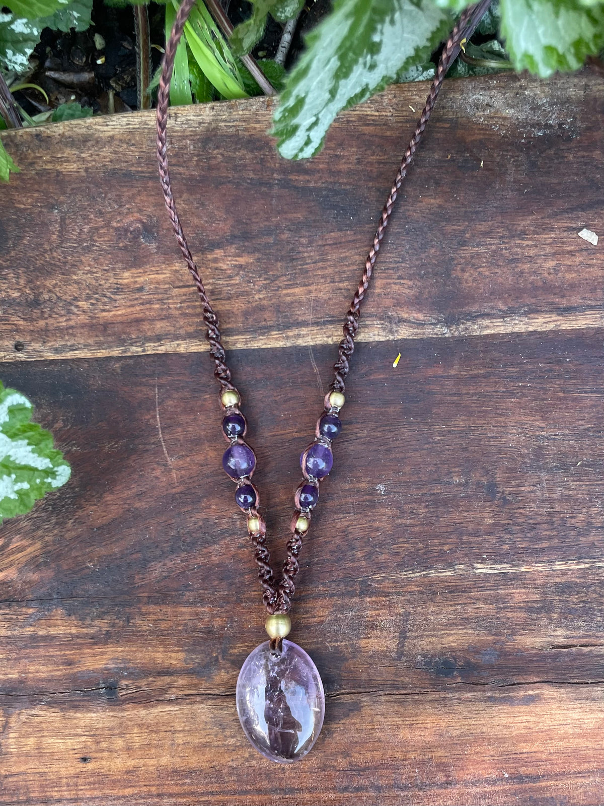 Amethyst Pendant, Macrame necklace