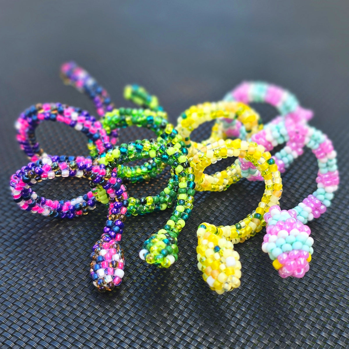Flexible Beaded Snake Ring - Purple Rain