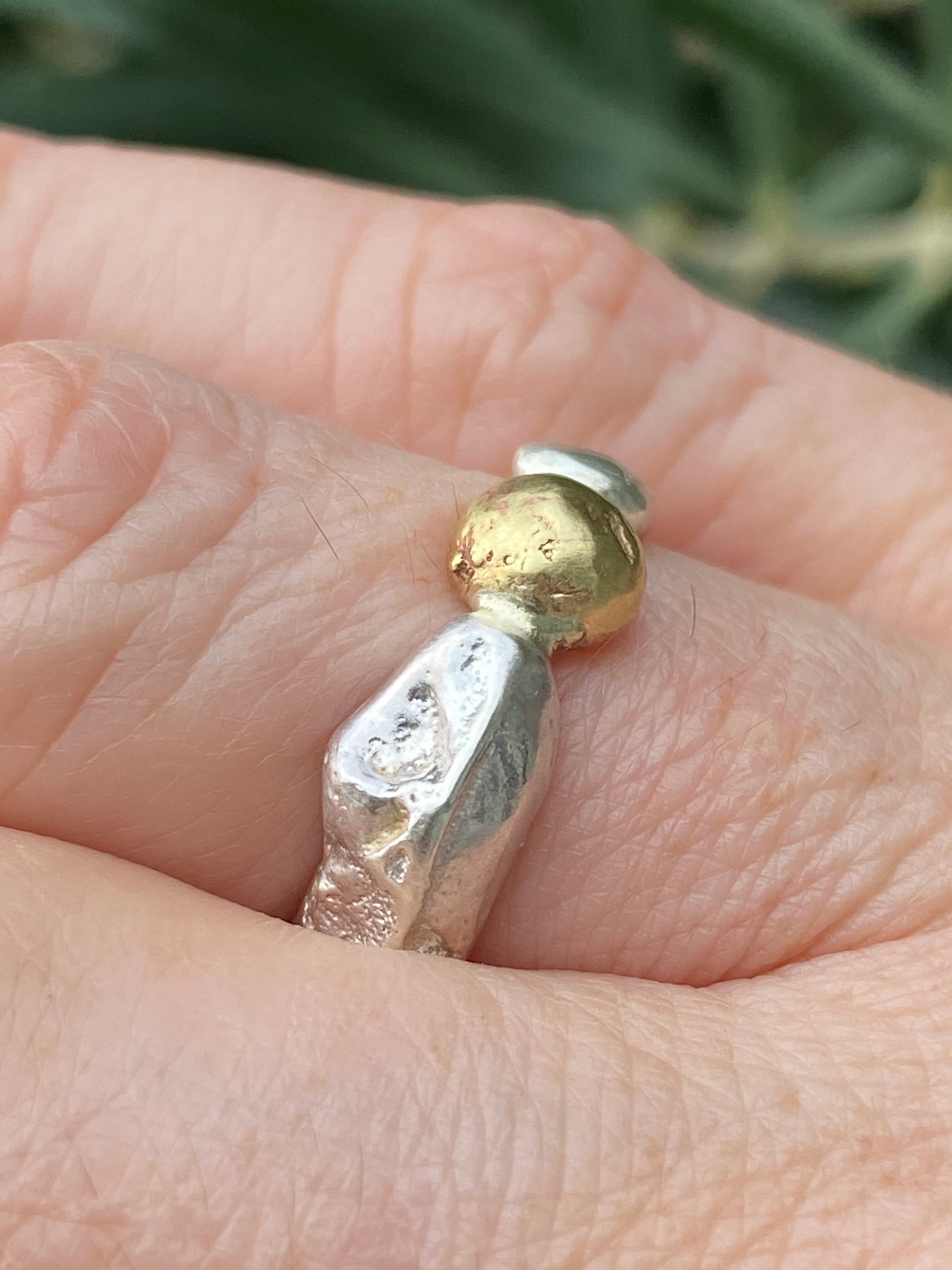 Seed Ring | Sand Cast Sterling Silver with Brass