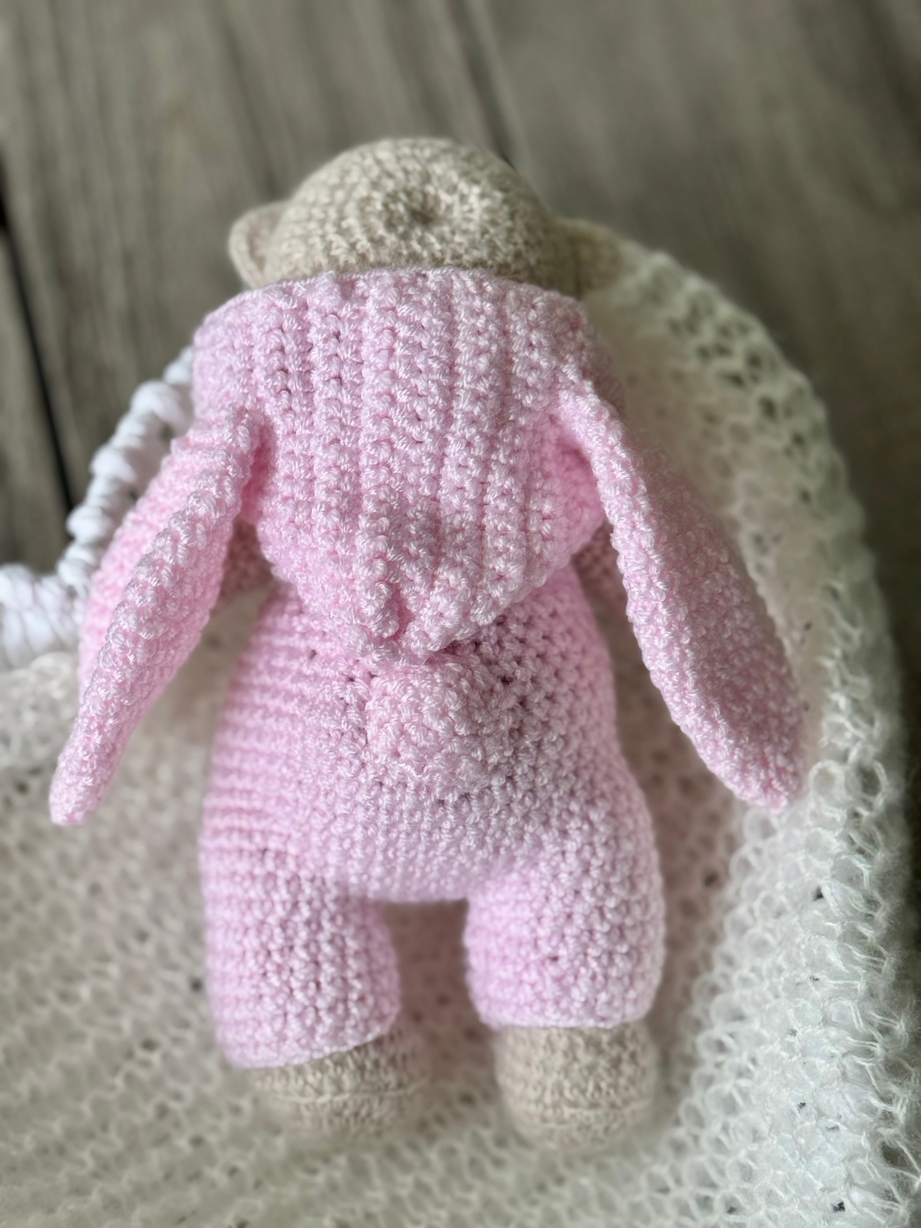Crochet Little Bear in the Pink Bunny Suit Toy