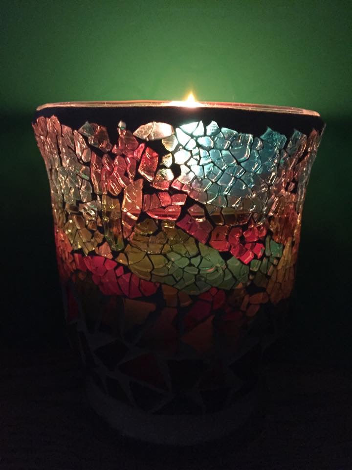 Pink and Green Kaleidoscope Mosaic Glass - Poured to Order