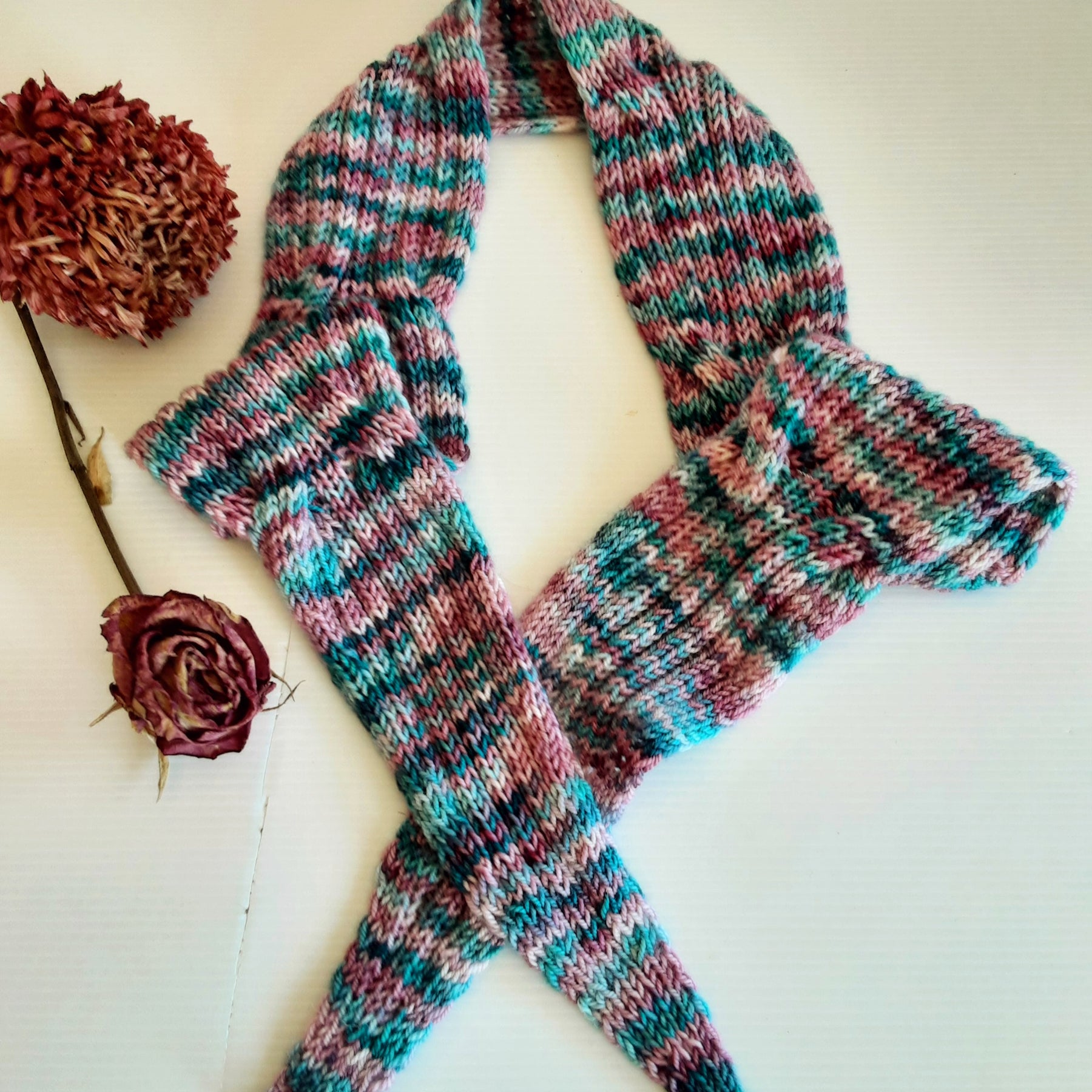 Pure wool handknitted scarfette