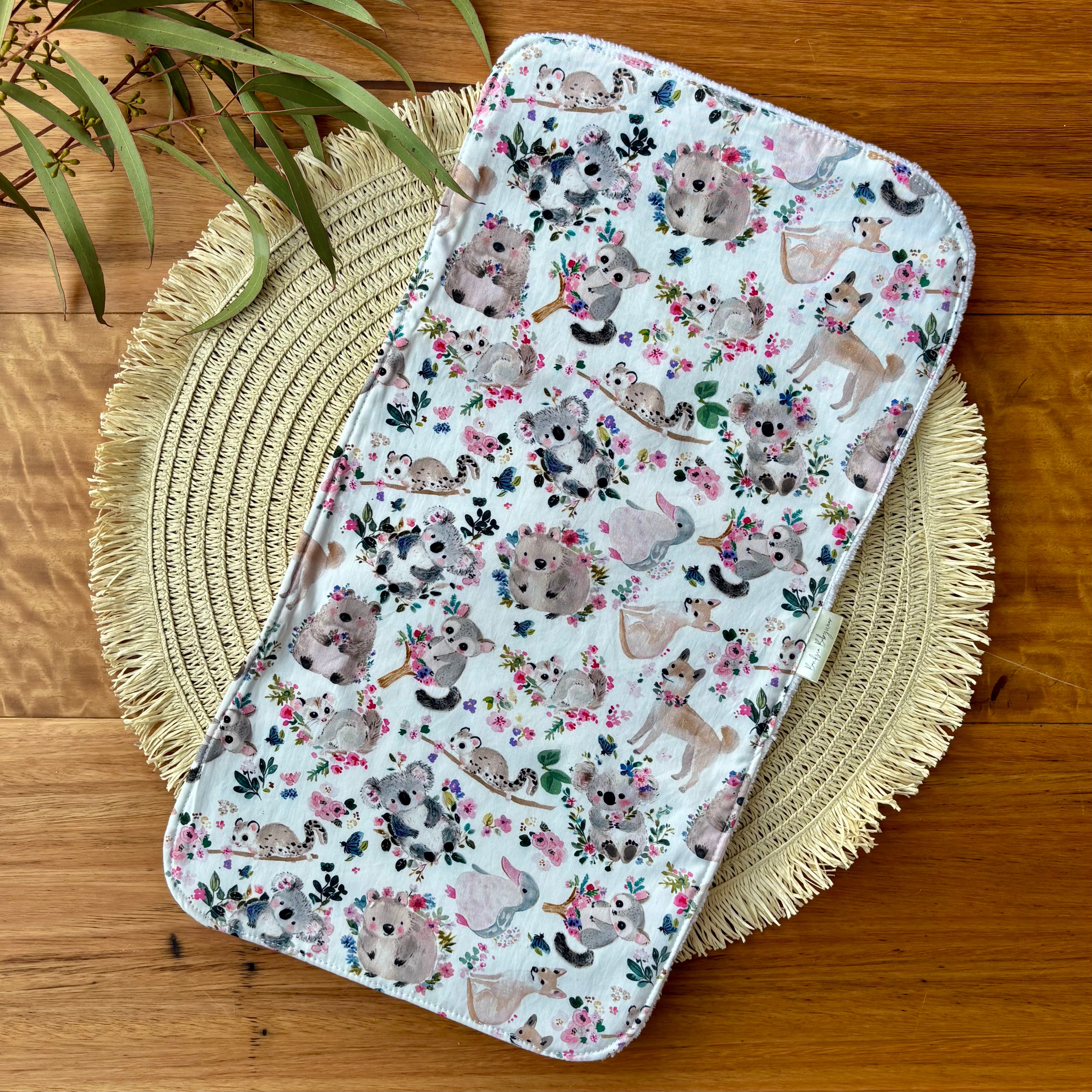 Baby Bib and Burp Cloth Set | Floral Friends | Ready to Ship