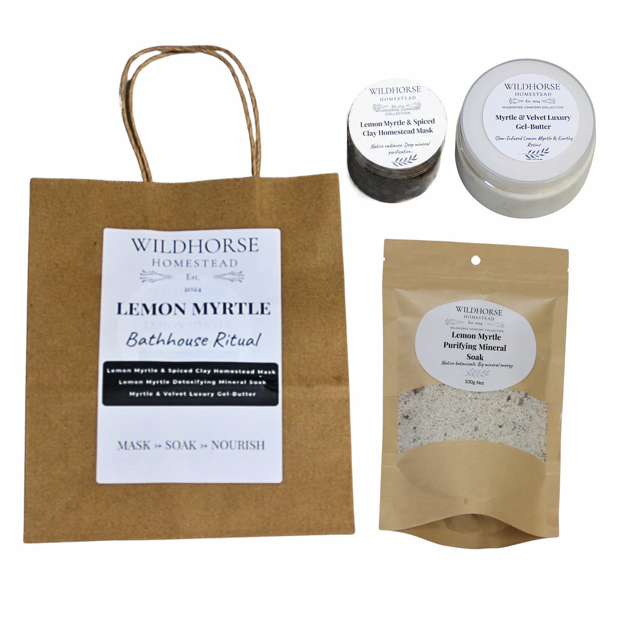 Wildhorse Lemon Myrtle Bathhouse Ritual 3-Piece Collection