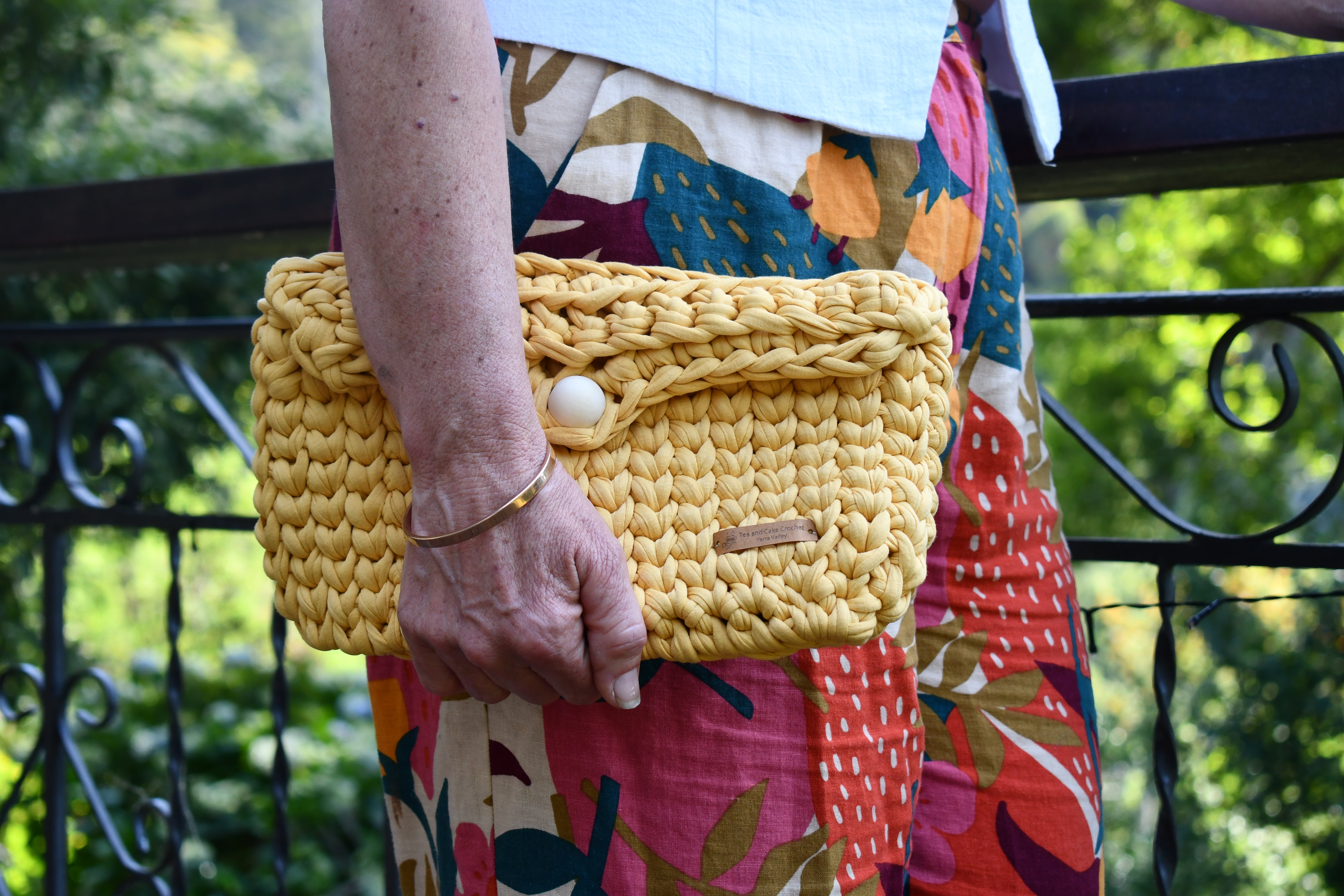 Handmade Crochet Clutch Bag Mustard