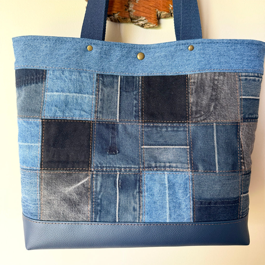 Large Patchwork Tote Bag | Upcycled Denim | Handmade
