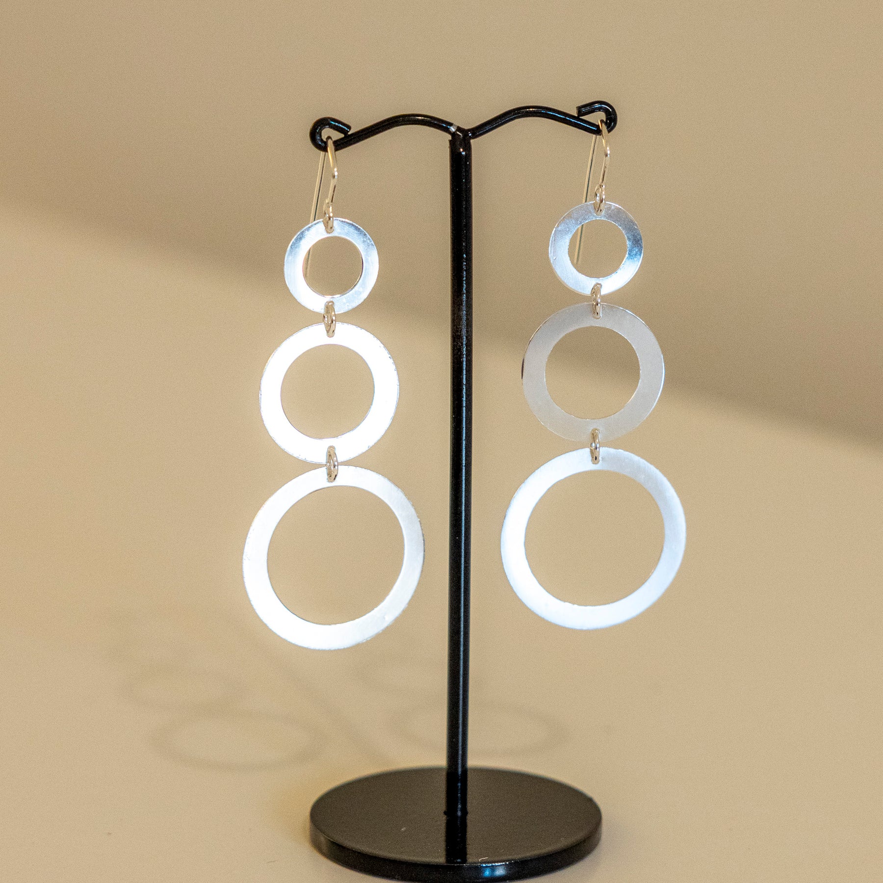 Triple Circle Cascade – Handmade Sterling Silver Earrings