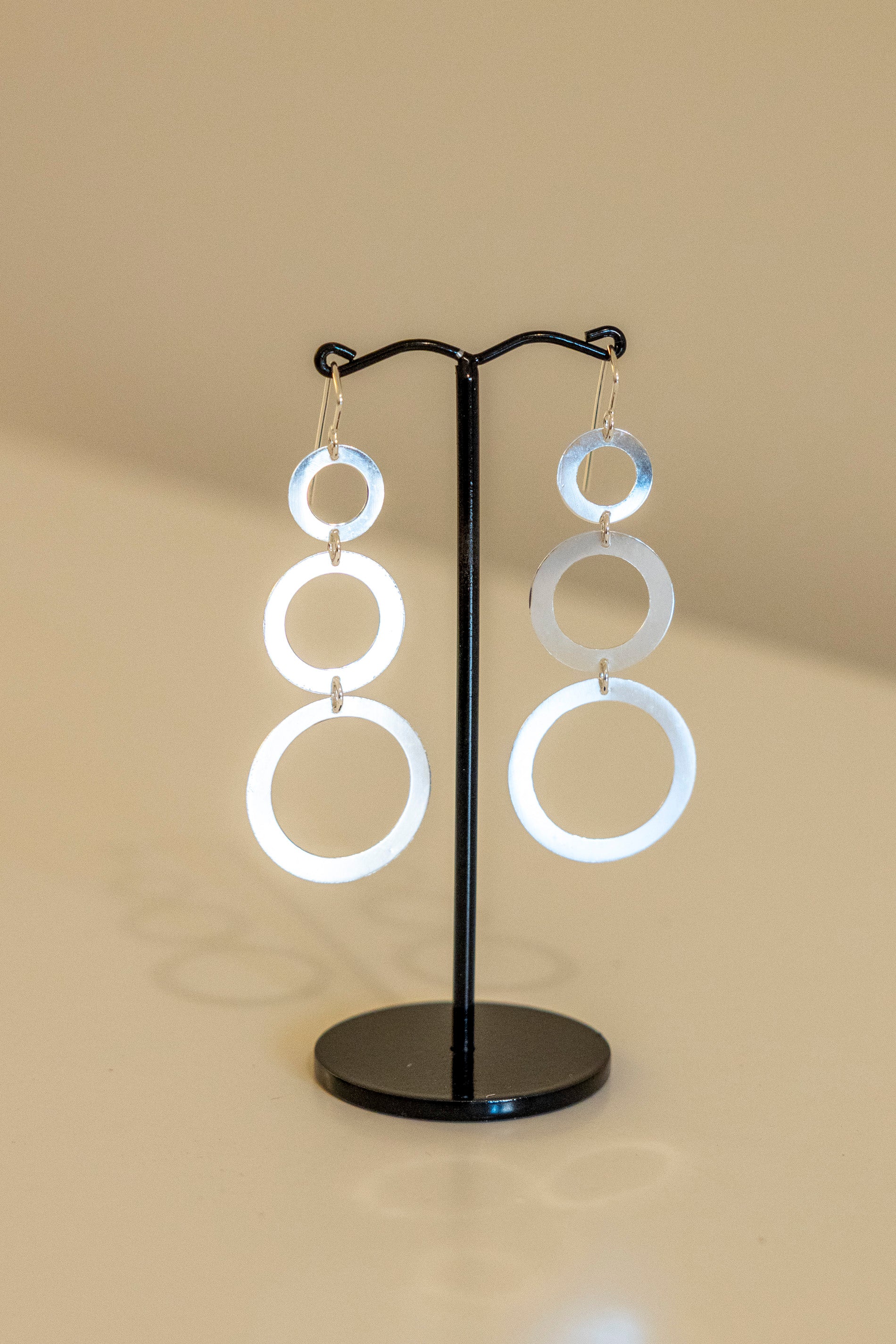 Triple Circle Cascade – Handmade Sterling Silver Earrings