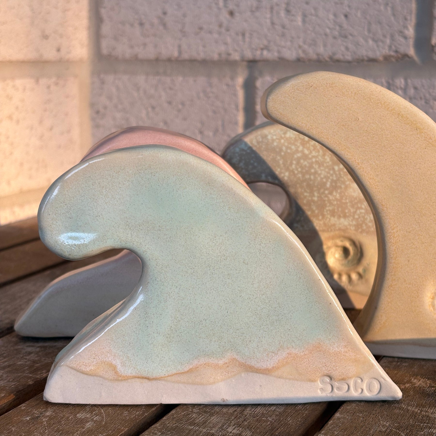 Ceramic Ocean Beach Wave - Soft Green
