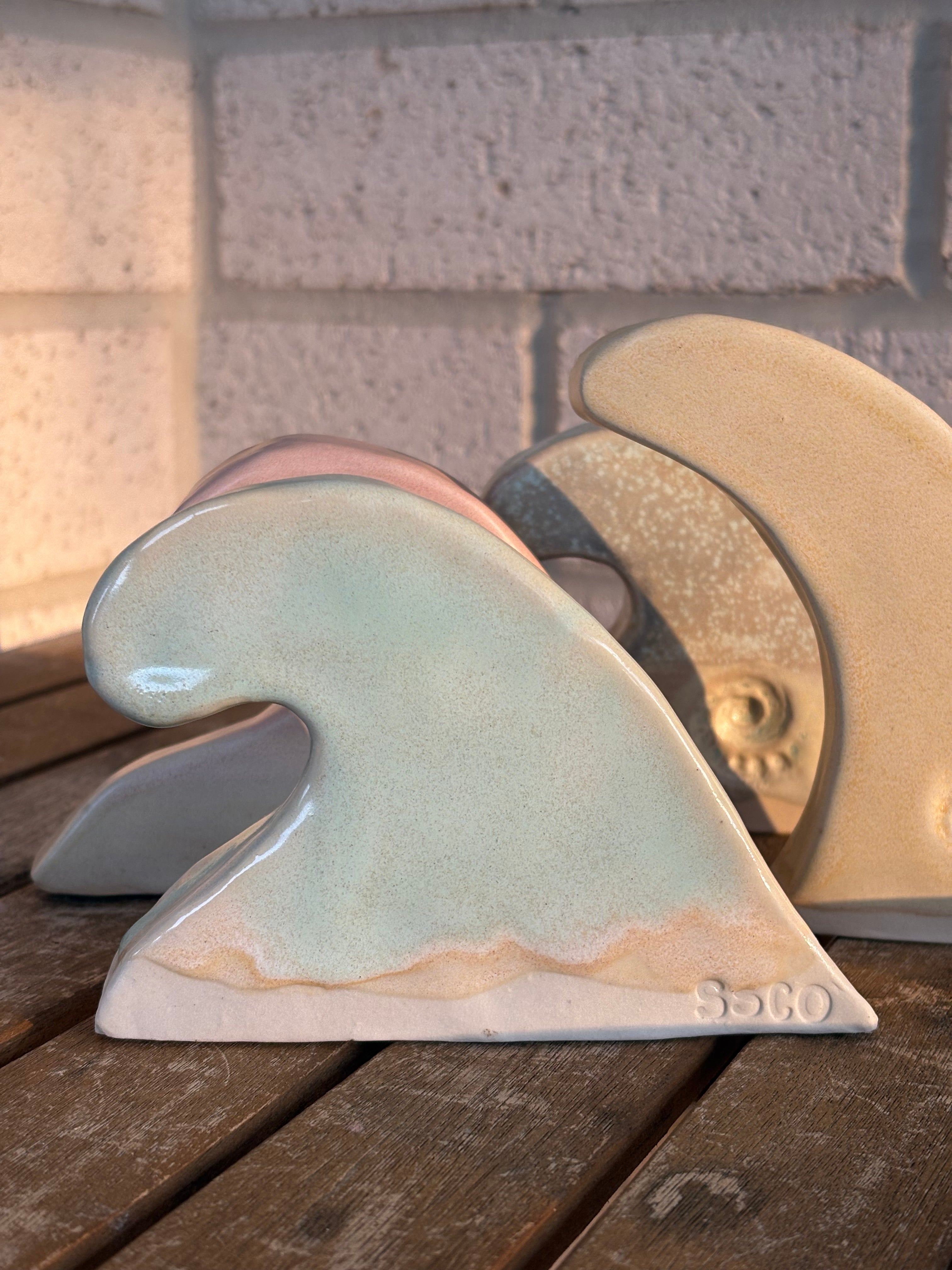 Ceramic Ocean Beach Wave - Soft Green