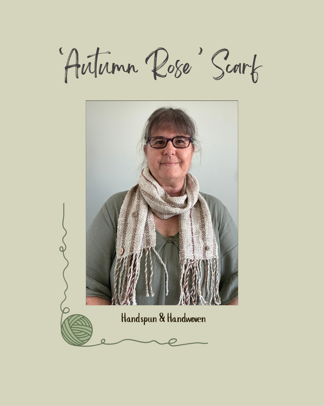 'Autumn Rose' Handwoven Linen Scarf