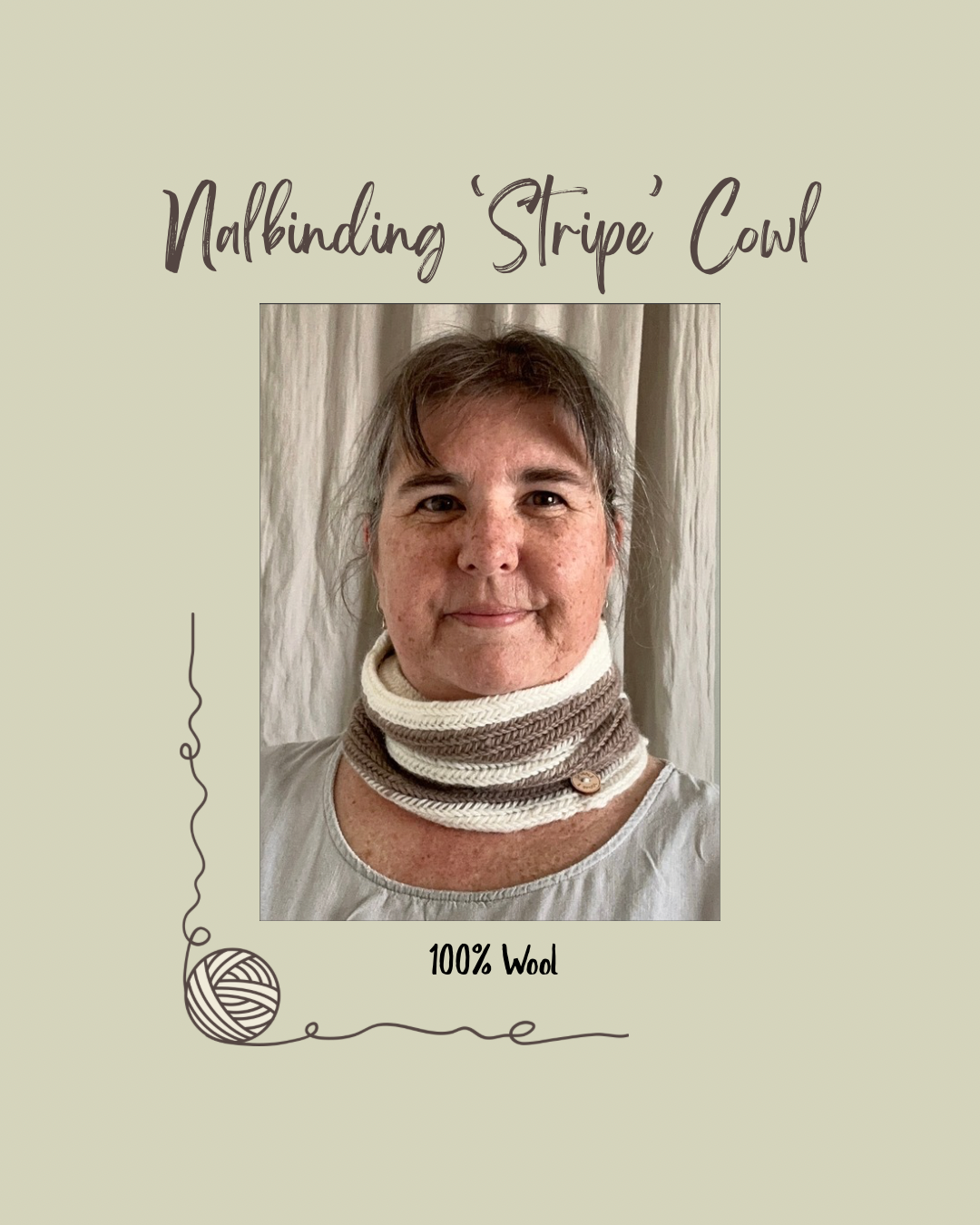 ‘Stripe’ Viking Nalbinding Wool Cowl or Neck Warmer