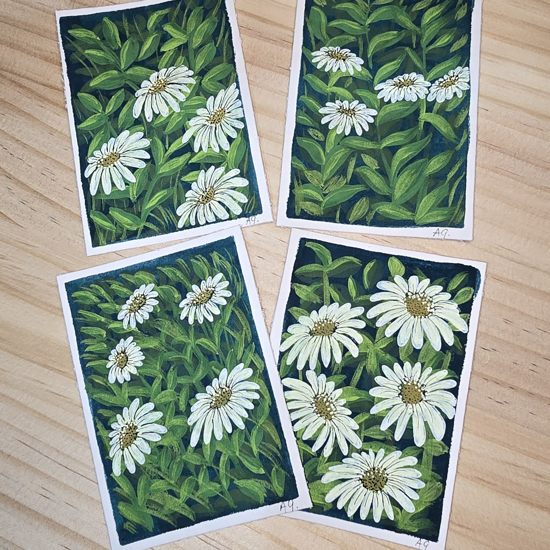 ACEO "Daisies #1" Mini Gouache 2.5x3.5 inches