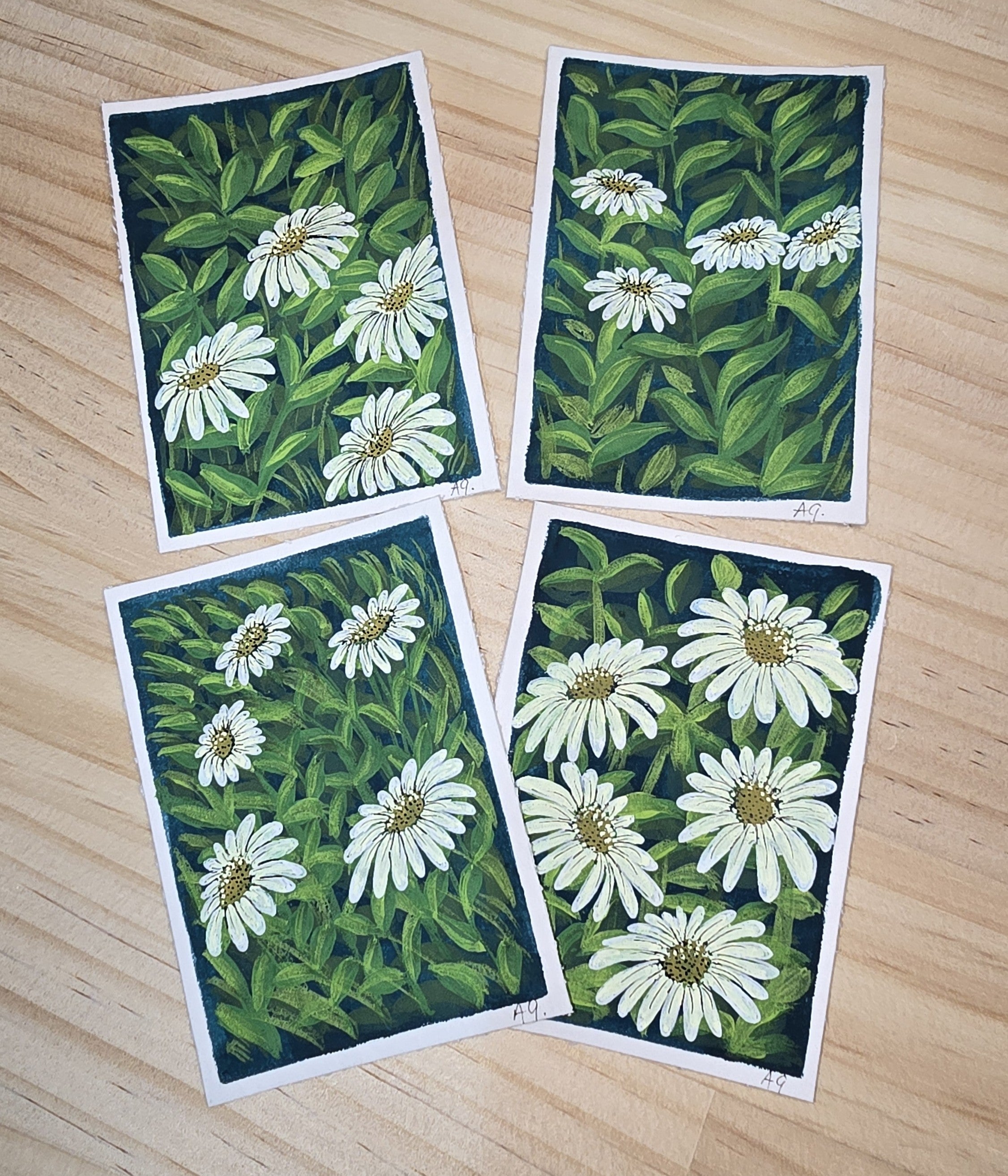 ACEO "Daisies #1" Mini Gouache 2.5x3.5 inches