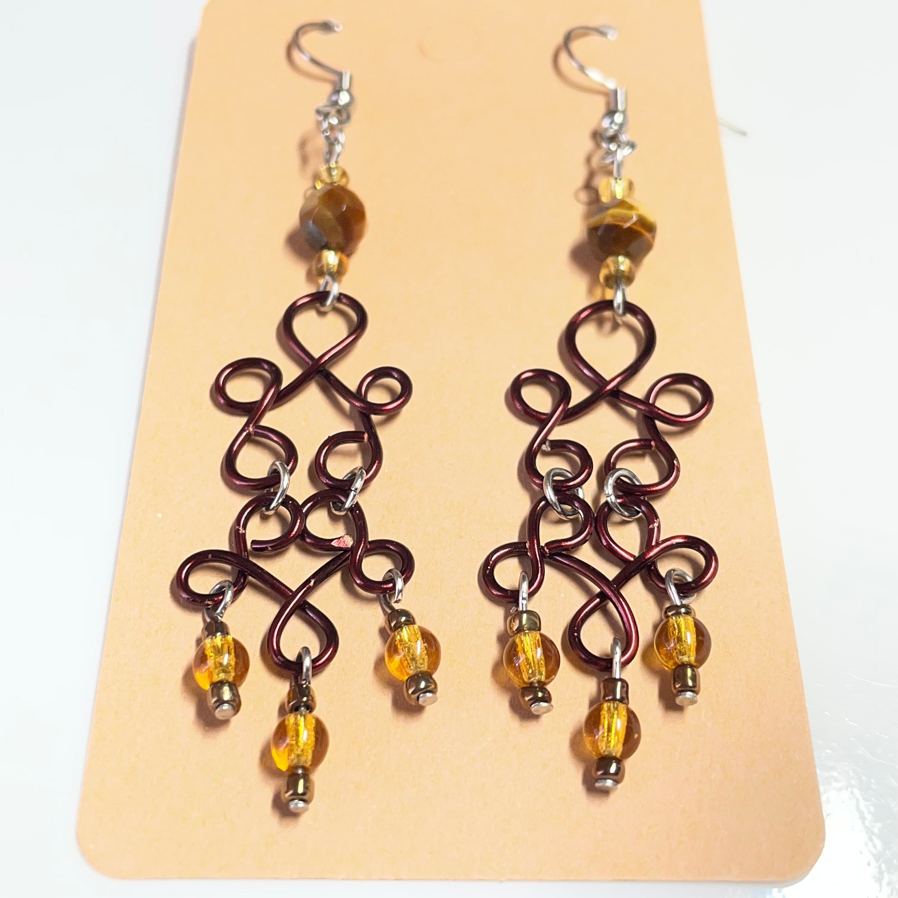 B's Coffee Wired Tigers Eye Gemstone Earrings