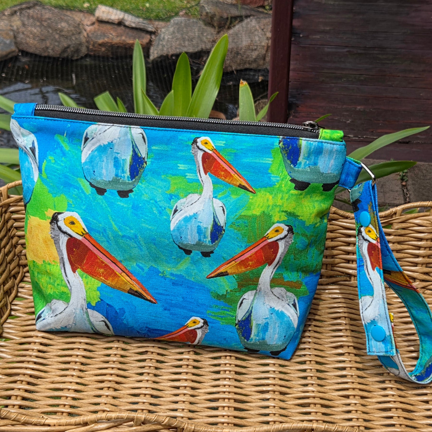 Jumbo Pouch in Bright Pelican Fabric
