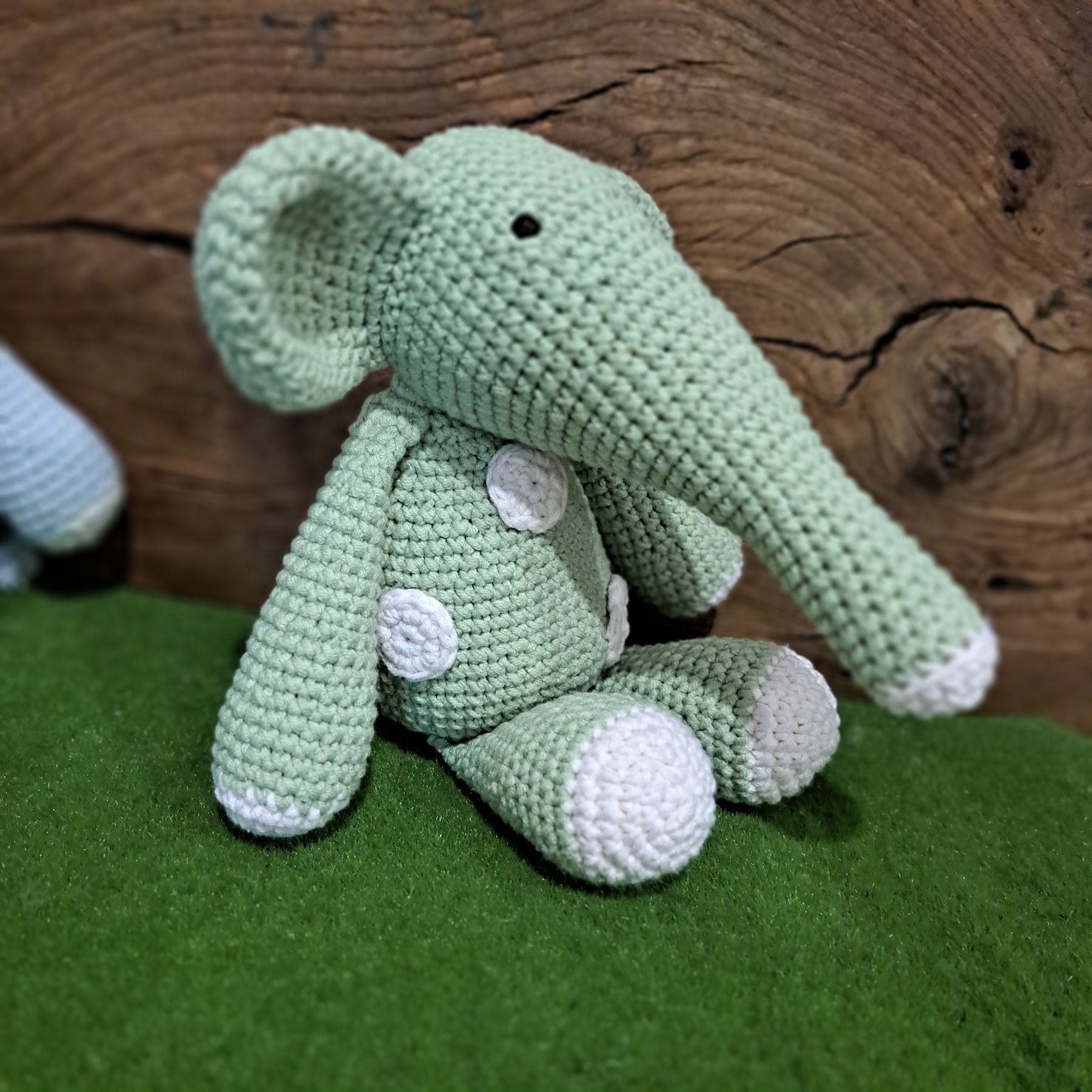 Crochet toy elephants. Small with spots