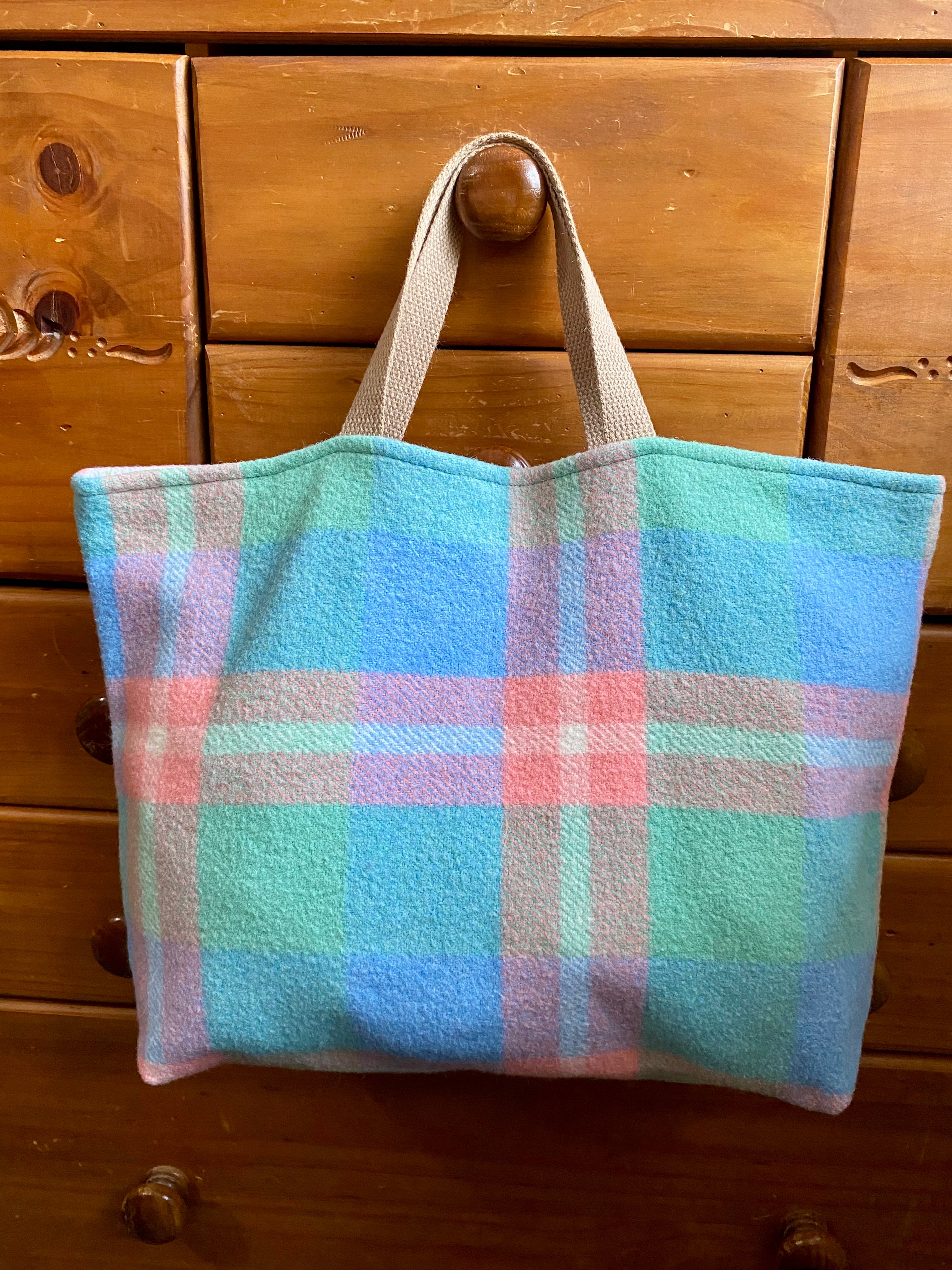 Upcycled Woollen Blanket - Market Tote - Multi